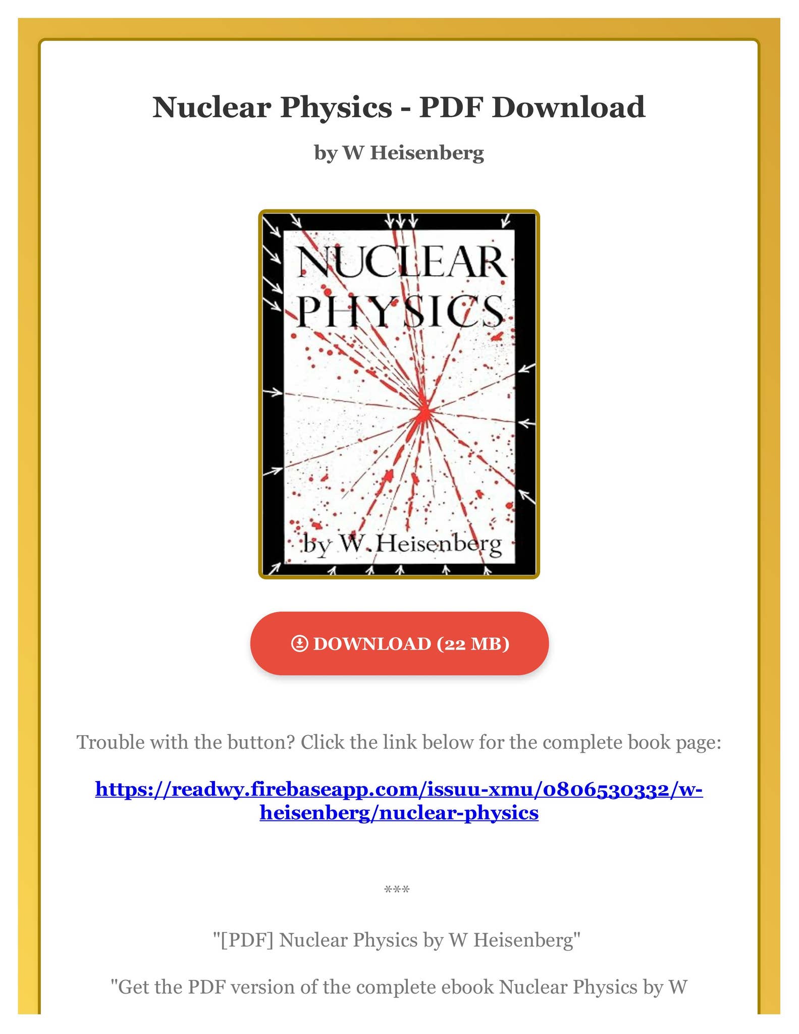 PDF] Nuclear Physics by W Heisenberg by WalshPhDpy - Issuu