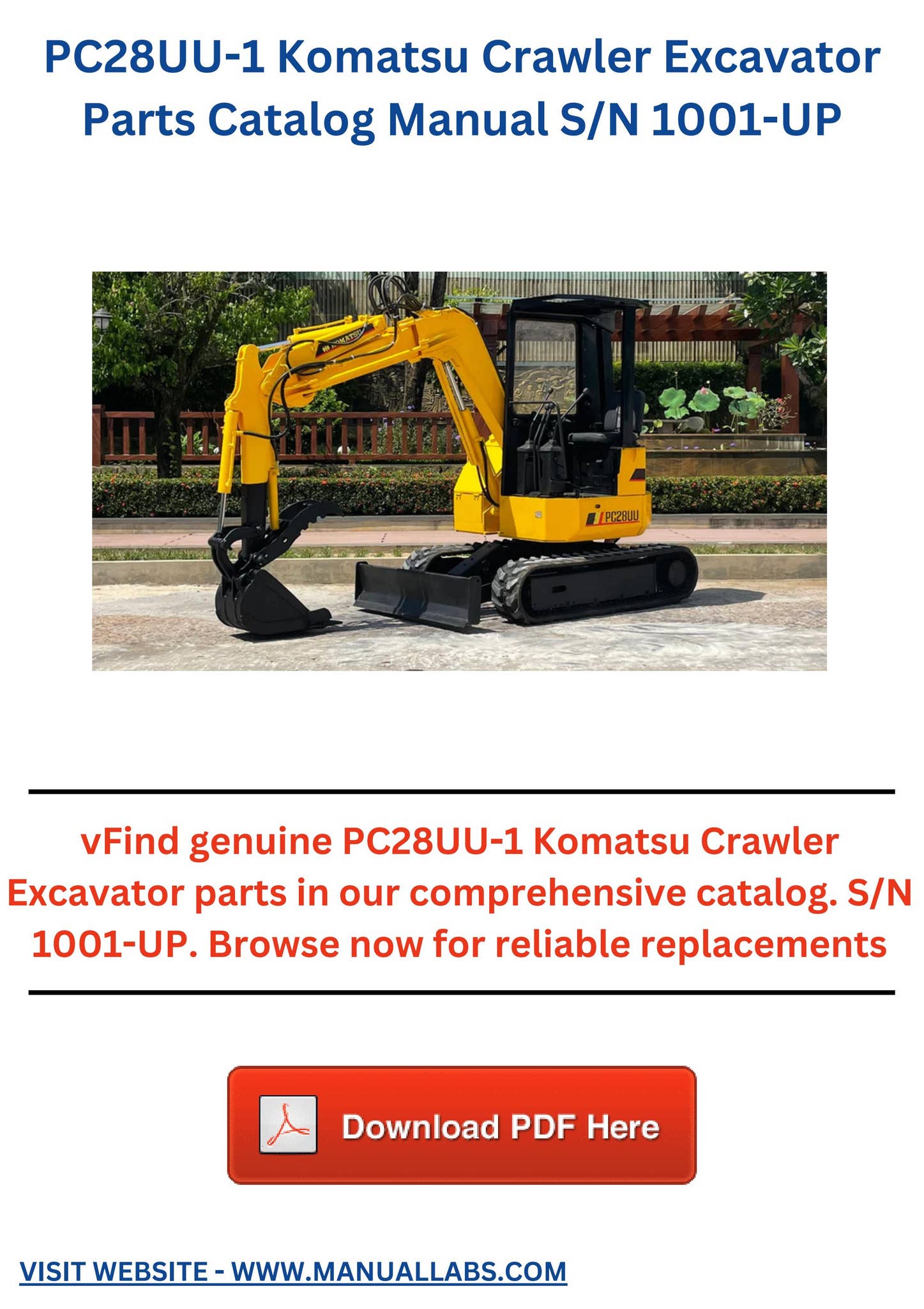 PC28UU-1 Komatsu Crawler Excavator Parts Catalog Manual S/N