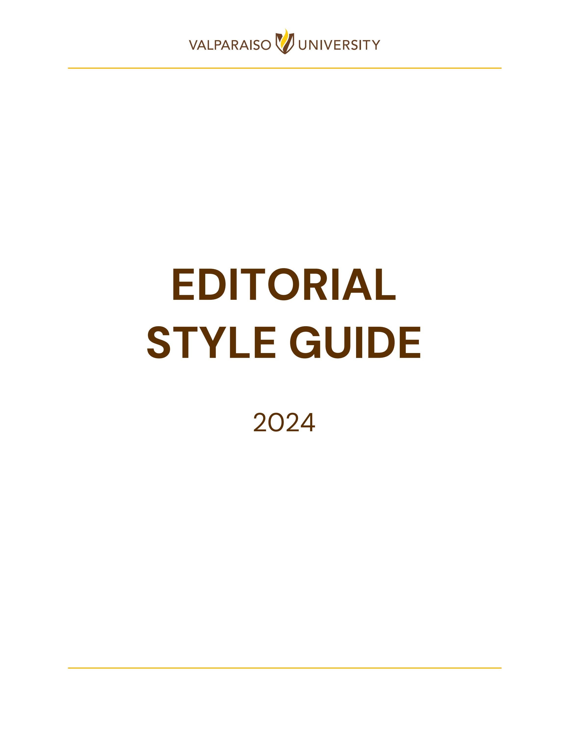 Editorial Style Guide | Valparaiso University by Valparaiso University -  Issuu