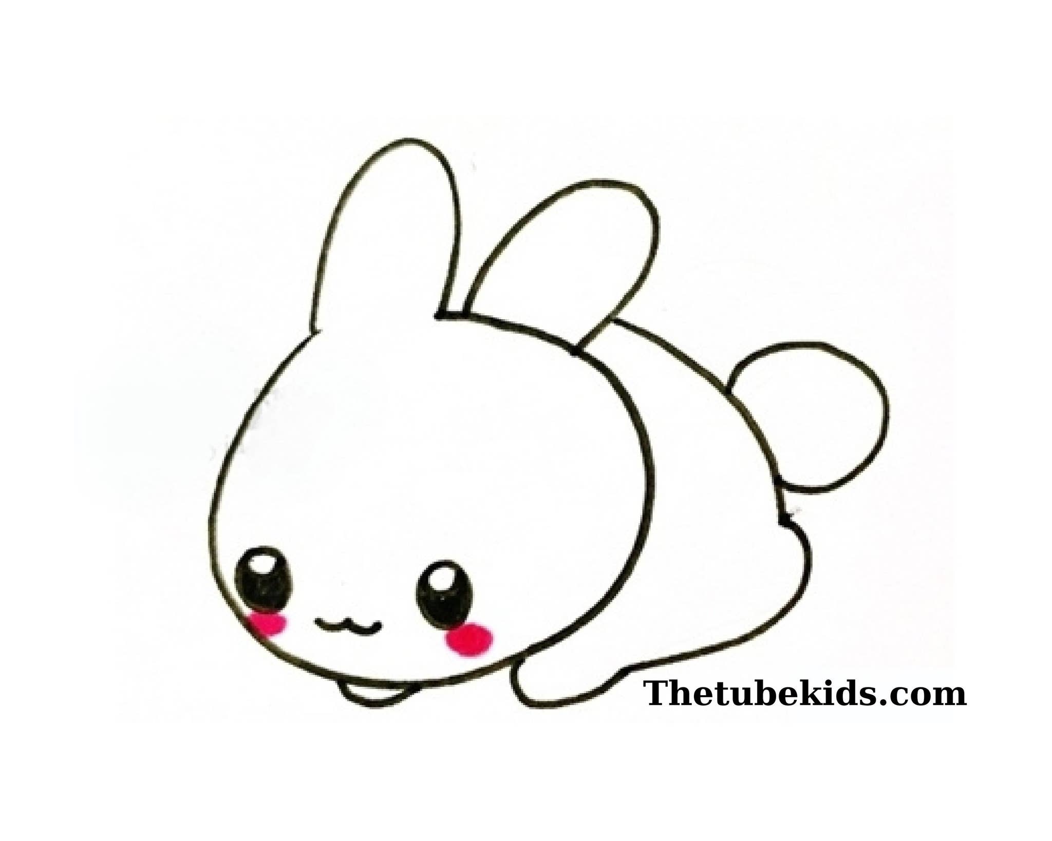 A simple drawing method for children to draw a little rabbit lying on ...