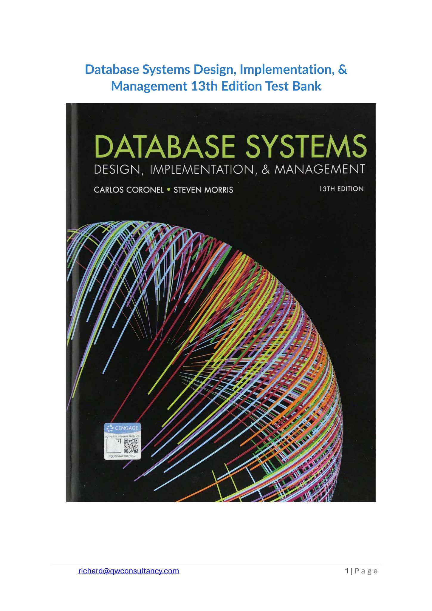 Database Systems Design, Implementation, & Management 13th Edition Test ...