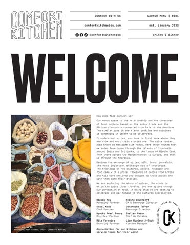 Comfort Kitchen Boston Menu