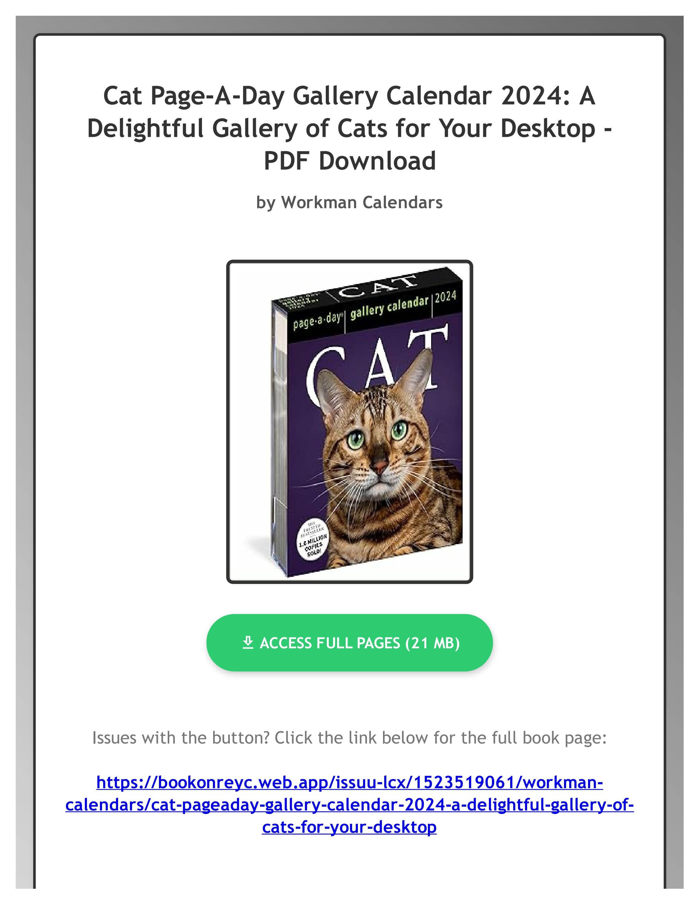 (Ebook) Cat PageADay Gallery Calendar 2024 A Delightful Gallery of