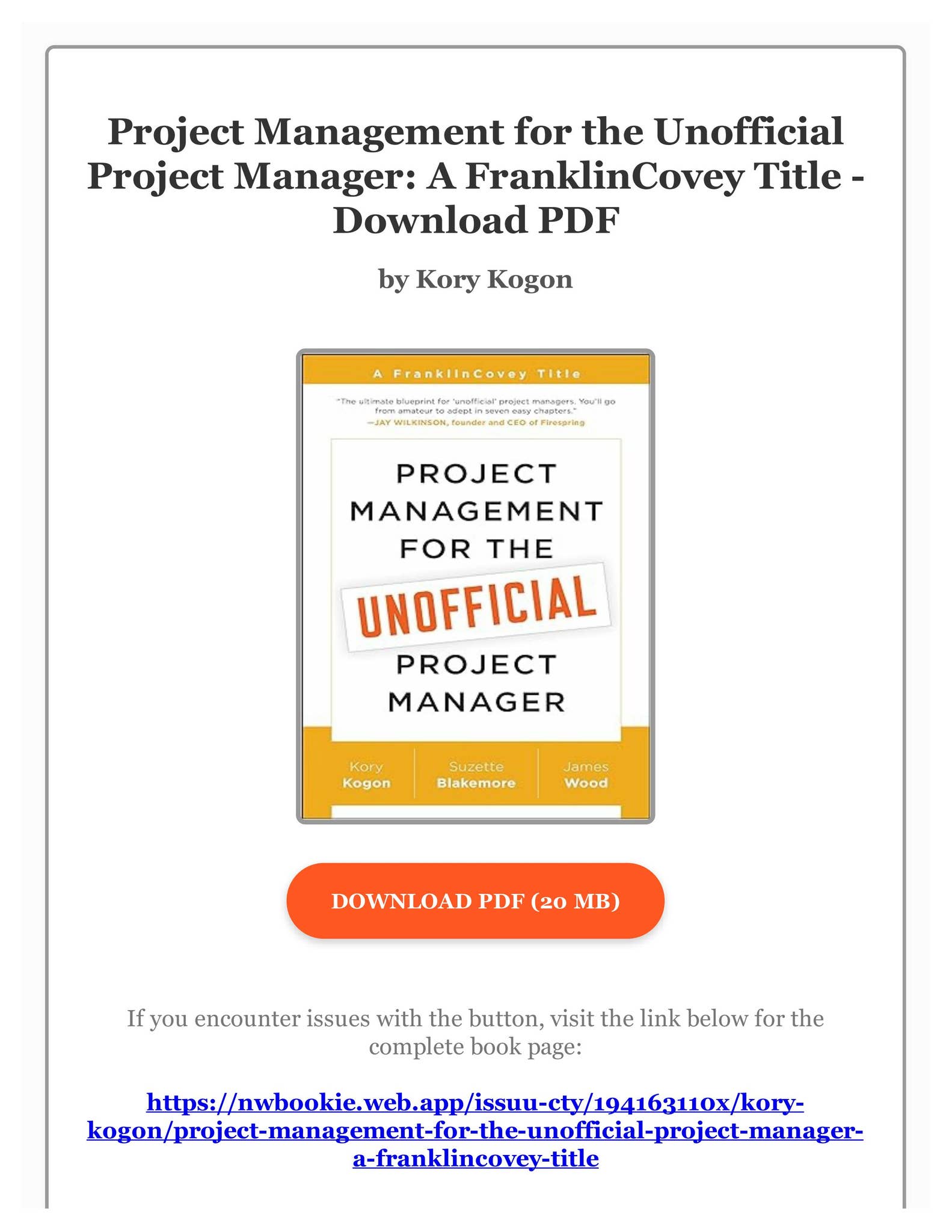 FRANKLYN - テキストProject Management by Franklin Covey Book: Project Management for the Unofficial Project Manager