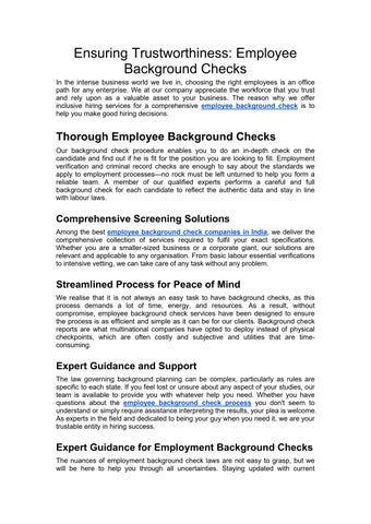 Ensuring Trustworthiness: Employee Background Checks by Deepa Tiwari ...