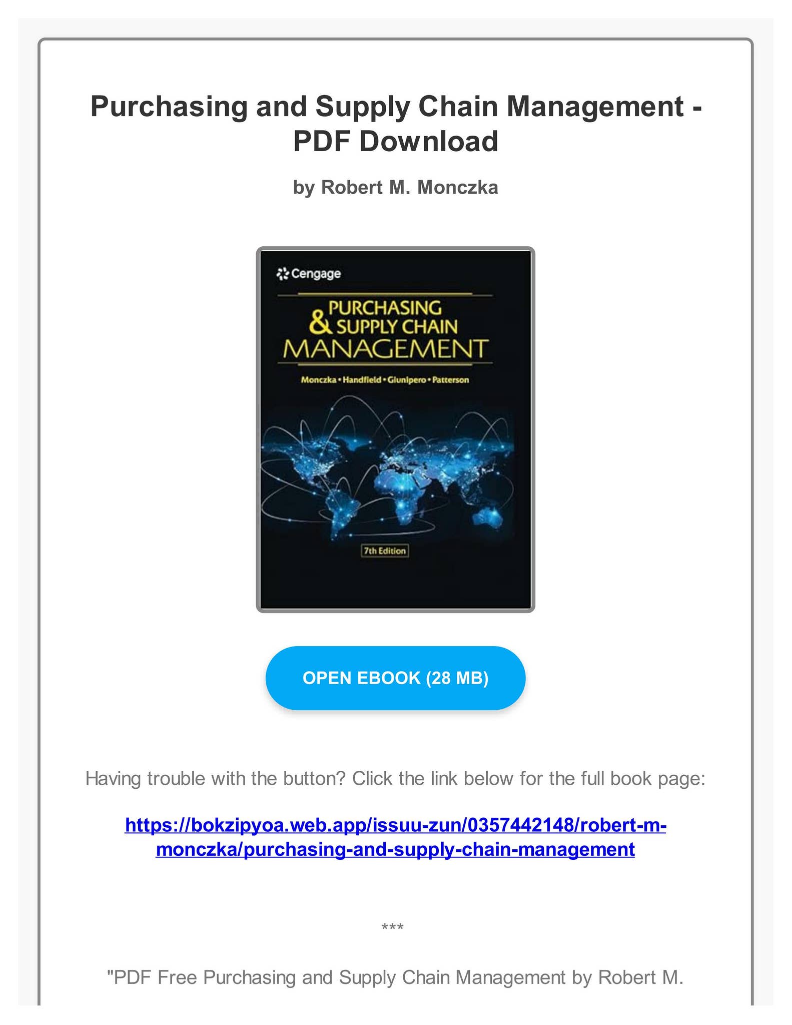 PDF Free Purchasing and Supply Chain Management by Robert M. Monczka by ...