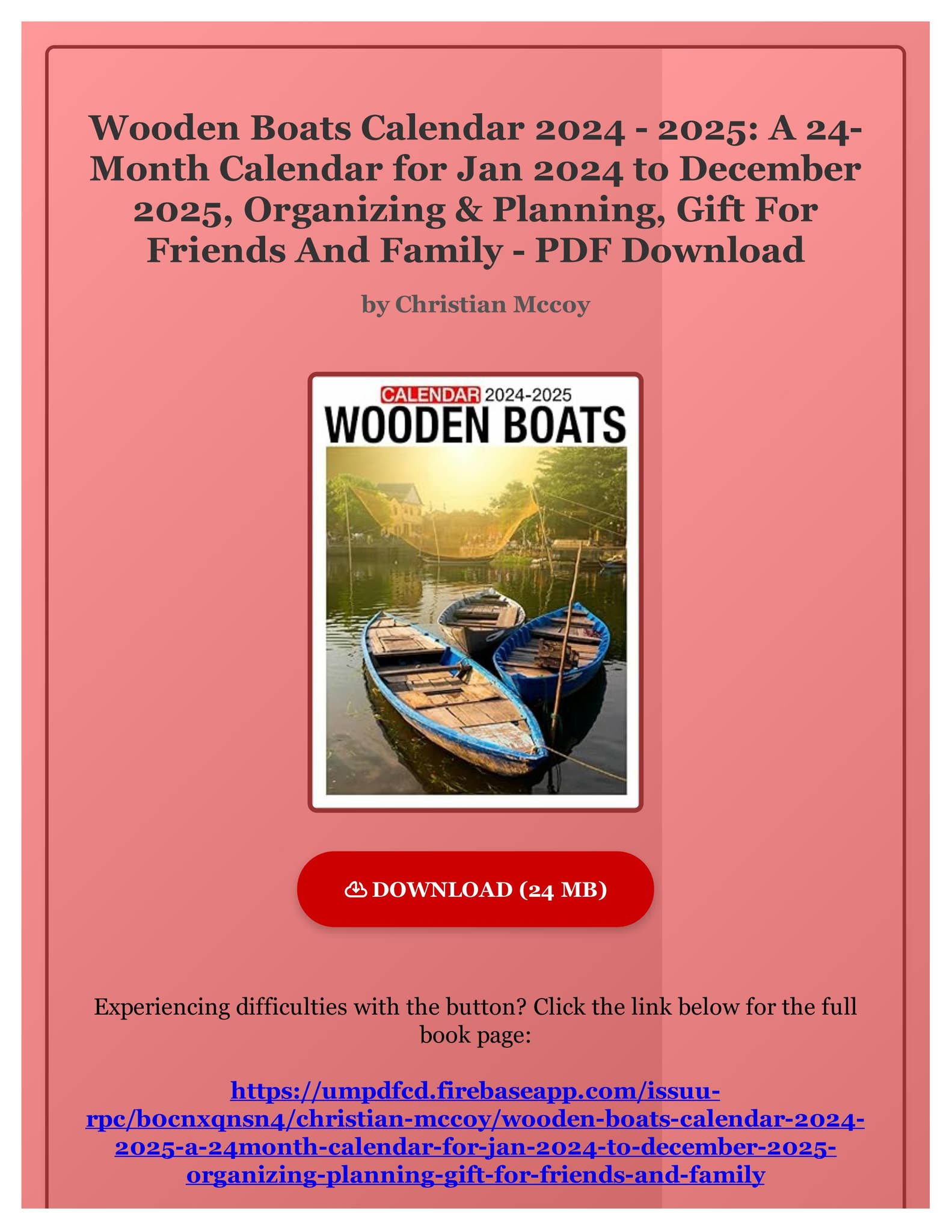 Ebook Free Wooden Boats Calendar 2024 2025 A 24Month Calendar for
