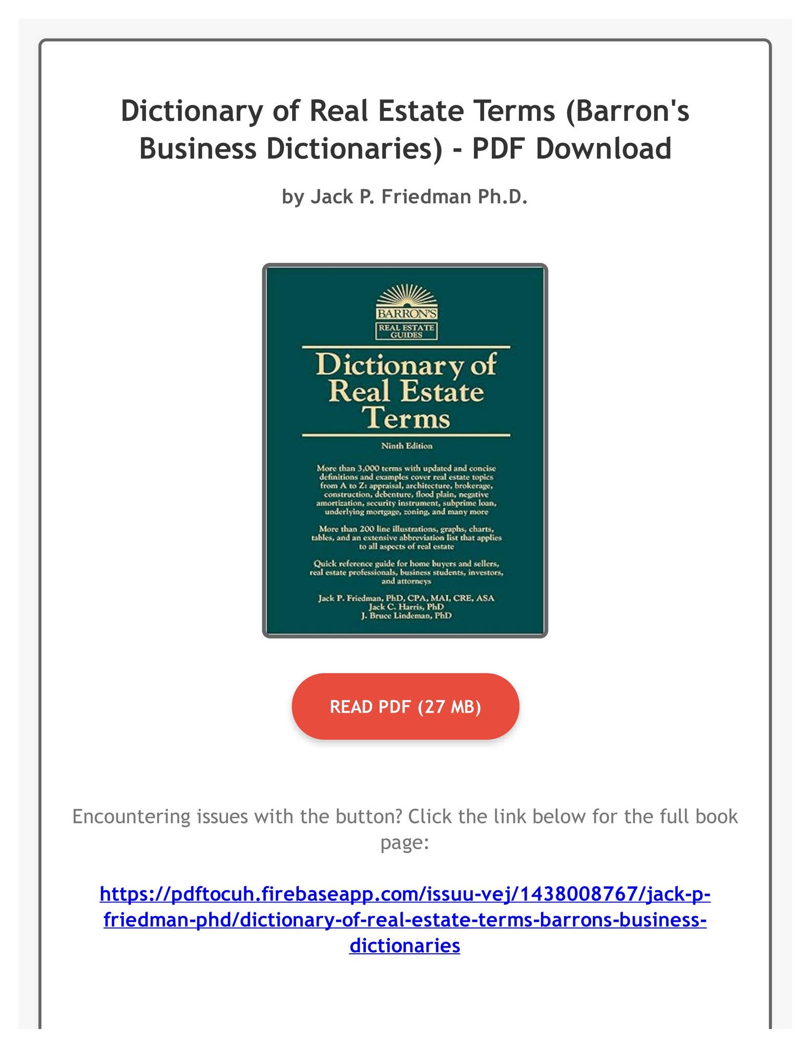 Ebook Dictionary of Real Estate Terms (Barron's Business Dictionaries ...