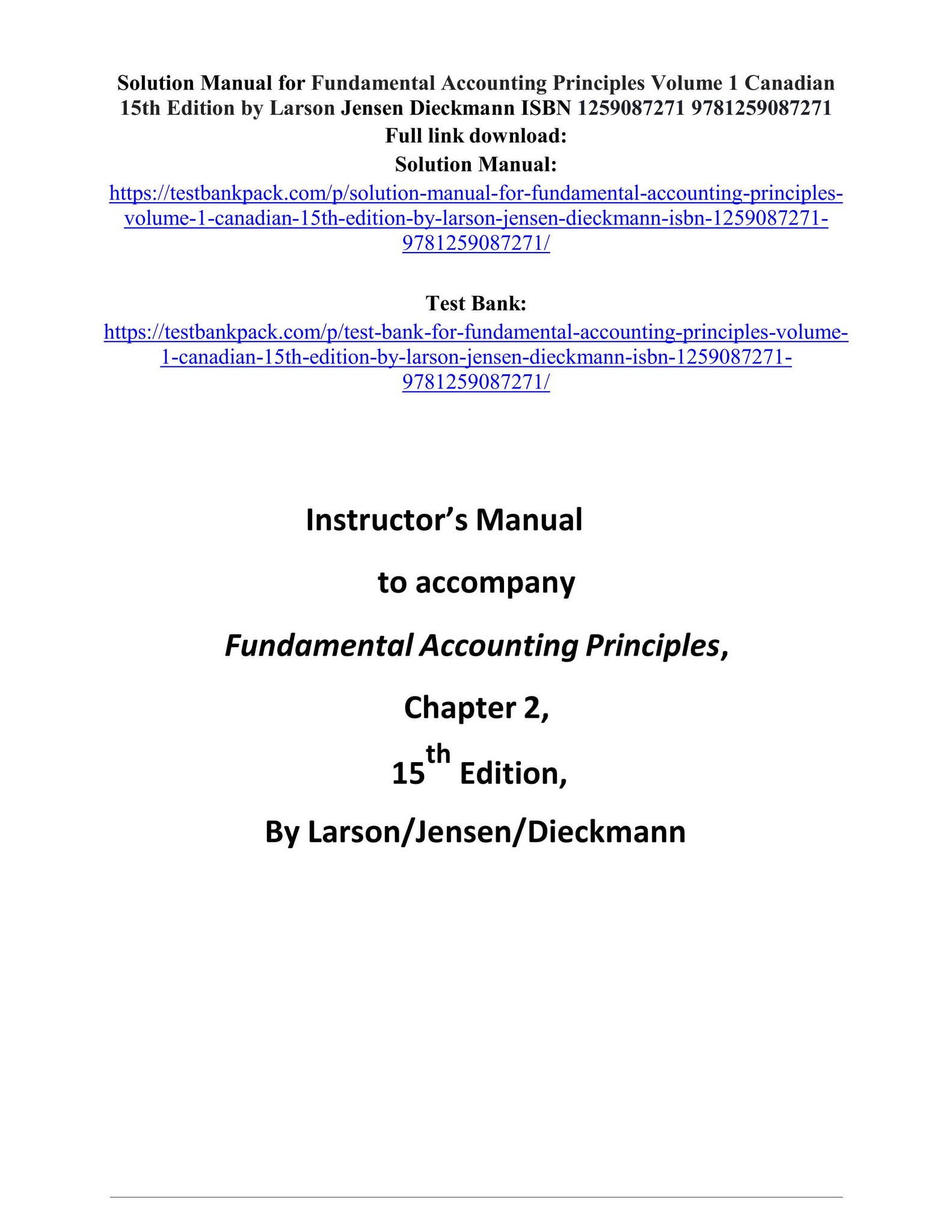 Solution manual for fundamental accounting principles volume 1 canadian ...