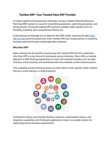 Techbot ERP: Your Trusted Odoo ERP Provider by TechbotERP - Issuu