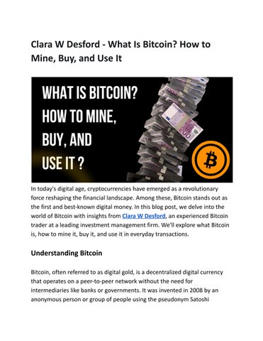 Clara W Desford: A Veteran Bitcoin Trader