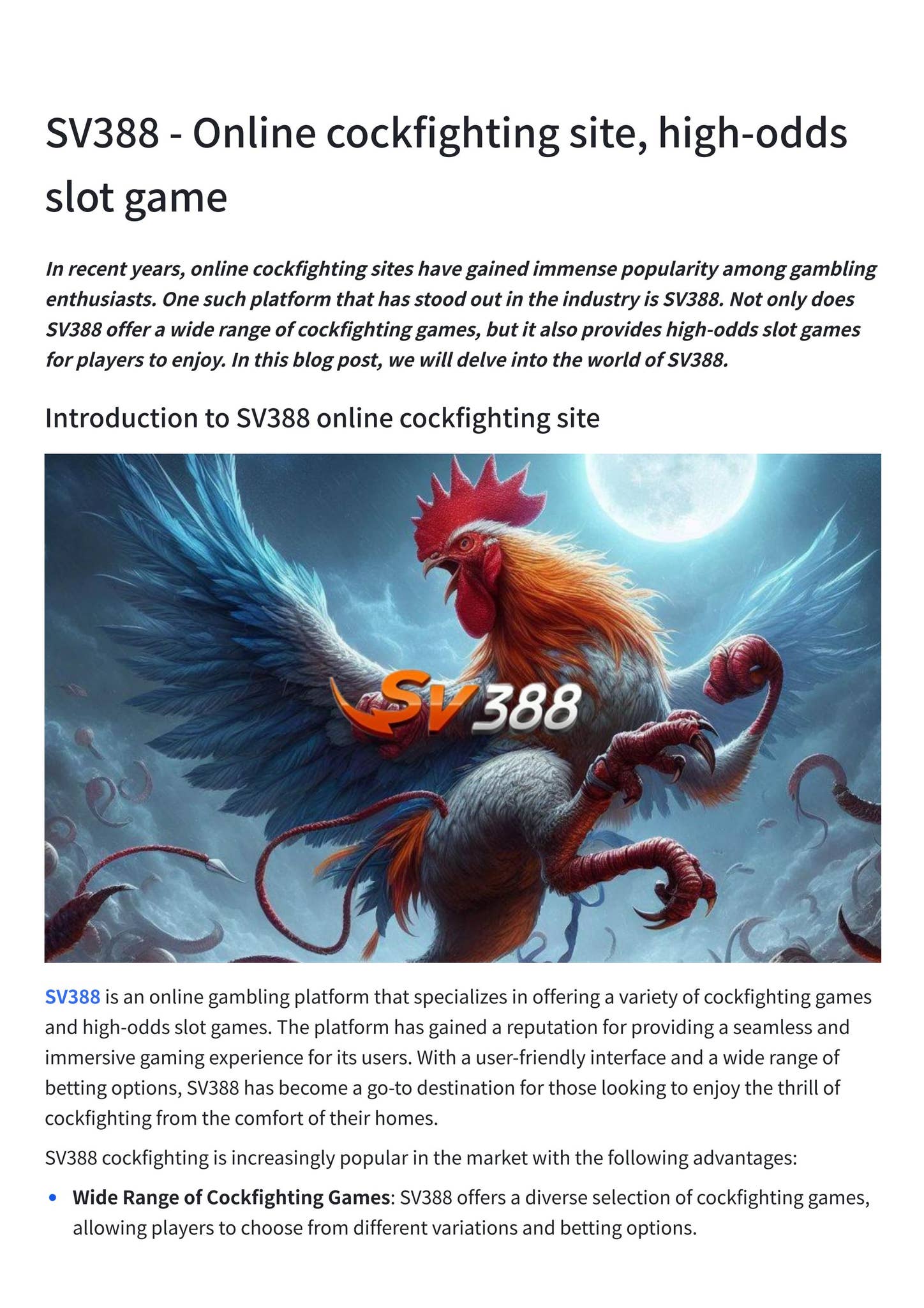 Sv388.limo - Đấu Trường Gà Trực Tuyến Đỉnh Cao - Trải Nghiệm Tuyệt Vời