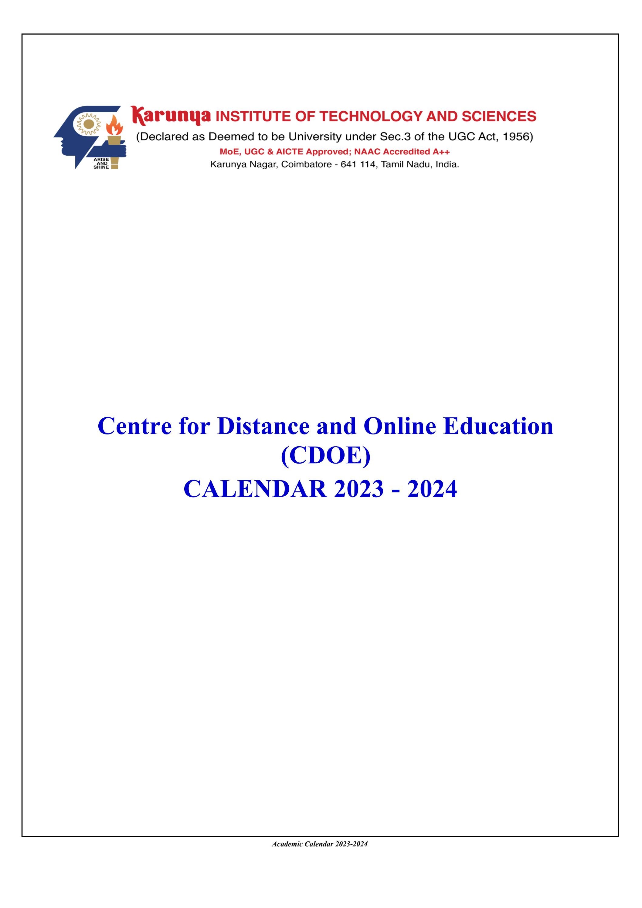 OMBA Calendar by Karunya Institute of Technology and Sciences Issuu