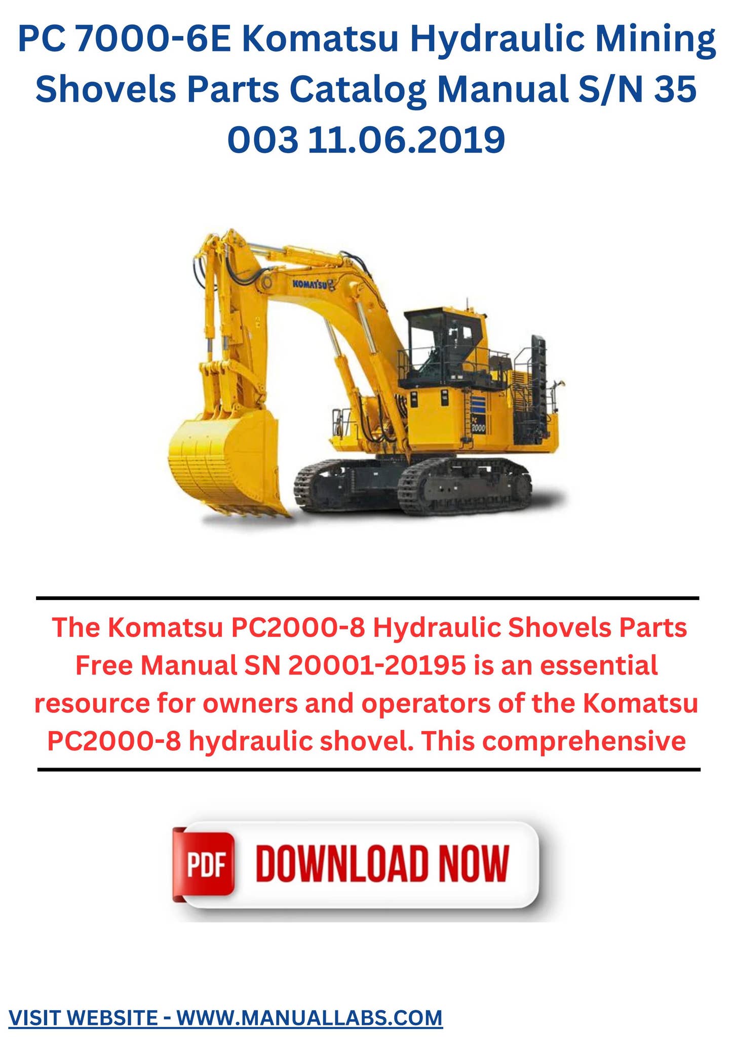 Komatsu PC 7000-6E Hydraulic Shovels Parts Free Manual SN