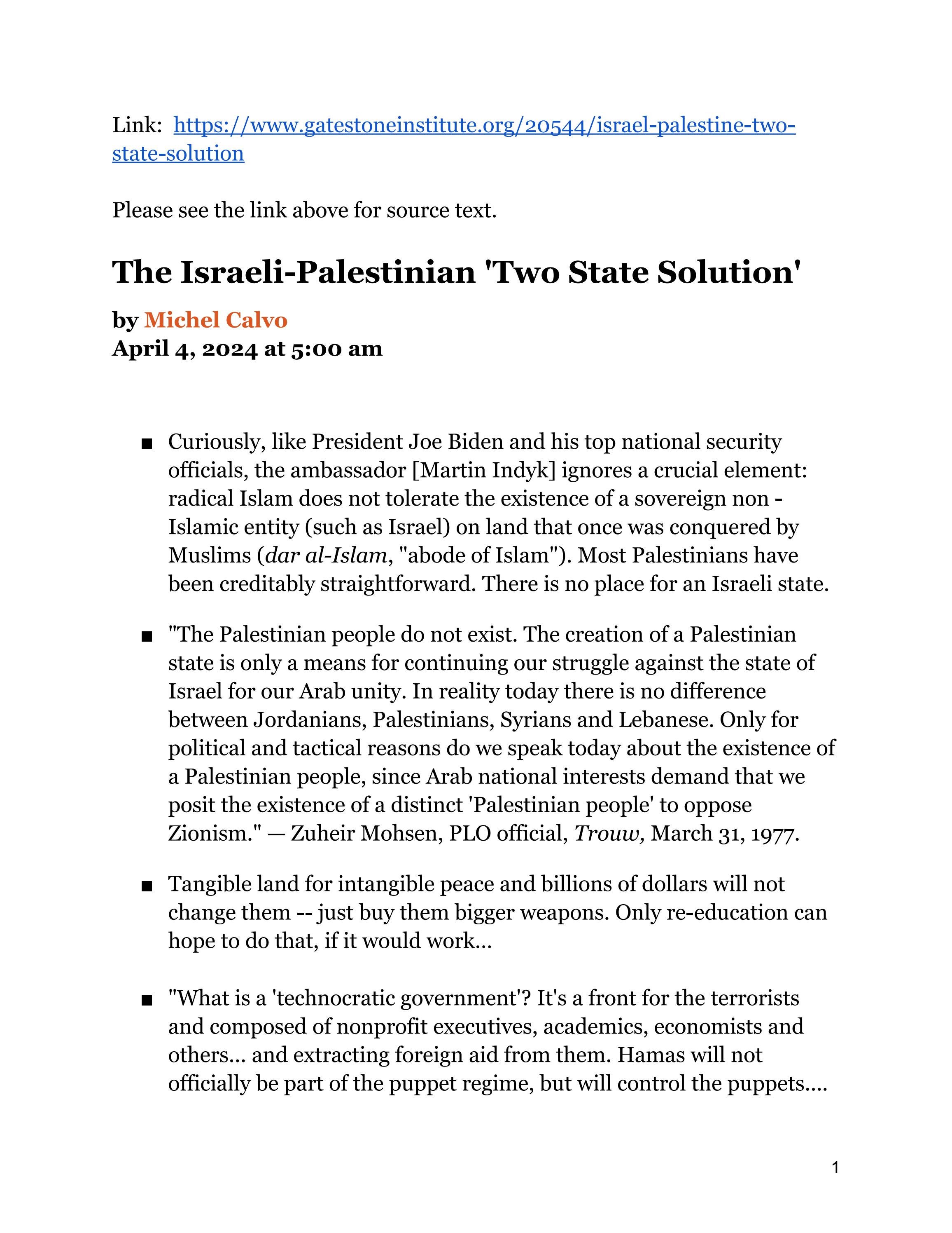The Israel Palestinian Two State Solution Gatestone By John A The Israel Palestinian Two State Solution Gatestone By John A
