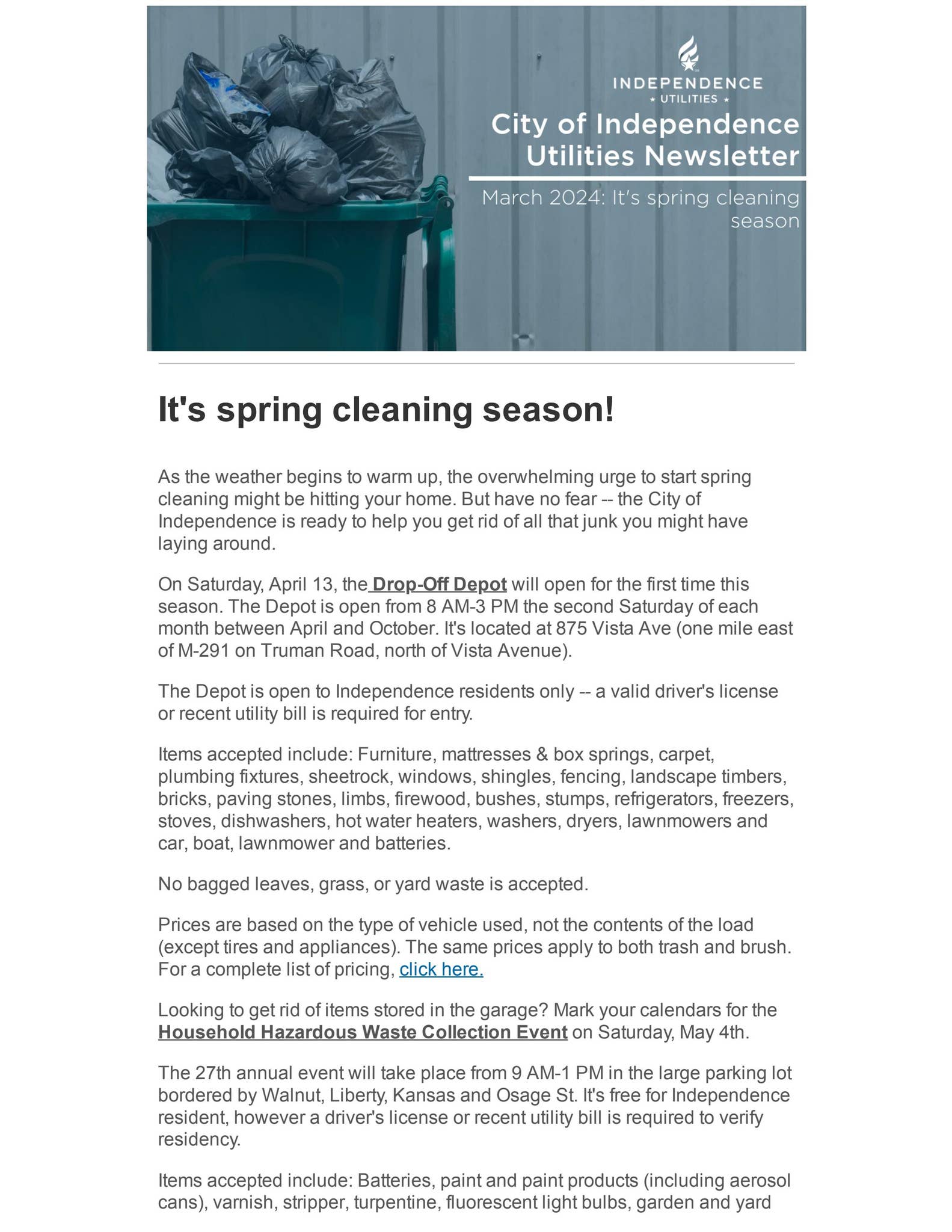 Utility Newsletter Examples March 2024 Utilities Newsletter by cityofindepmo - Issuu