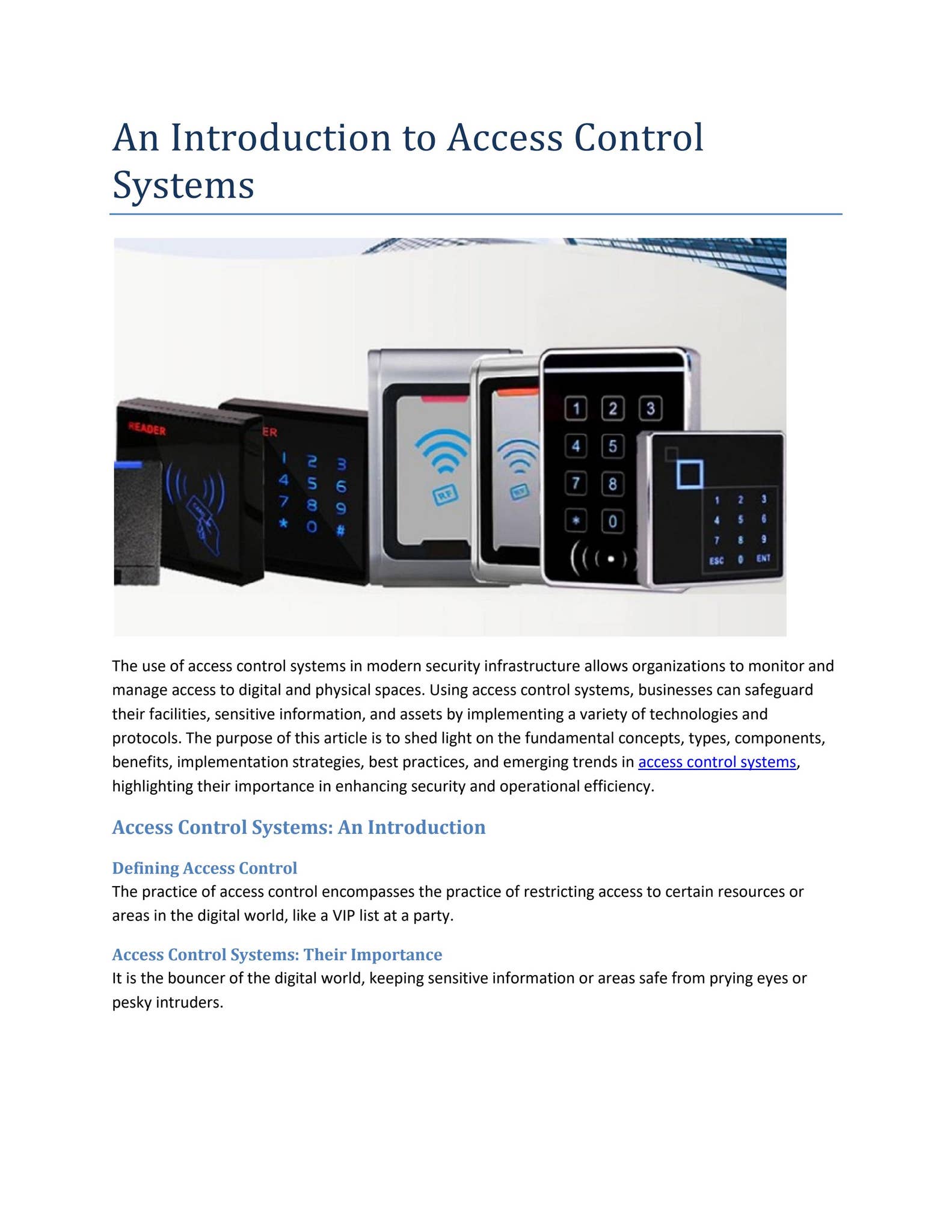 An Introduction to Access Control Systems by Eworkaccesscontrolcom - Issuu