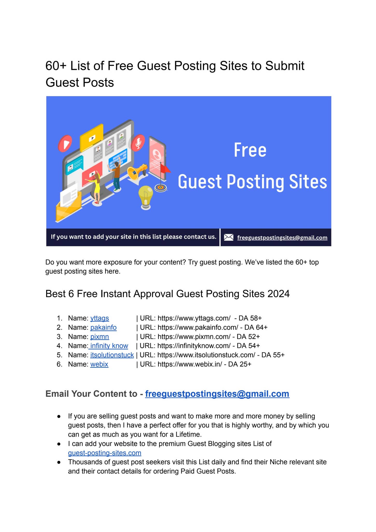60+ List of Free Guest Posting Sites to Submit Guest Posts by Guest ...