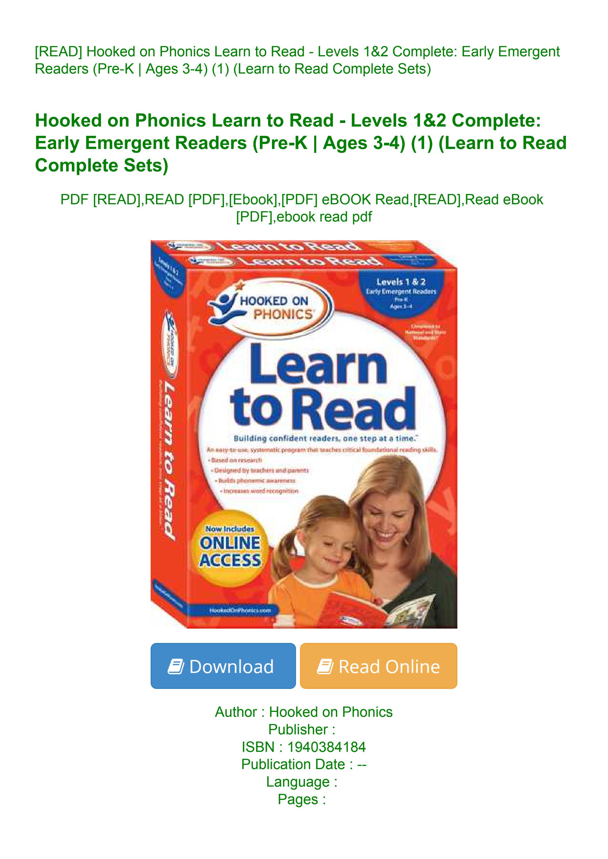 [READ] Hooked on Phonics Learn to Read - Levels 1&2 Complete Early ...