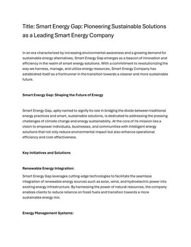 Smart Energy Company by johnbutller - Issuu
