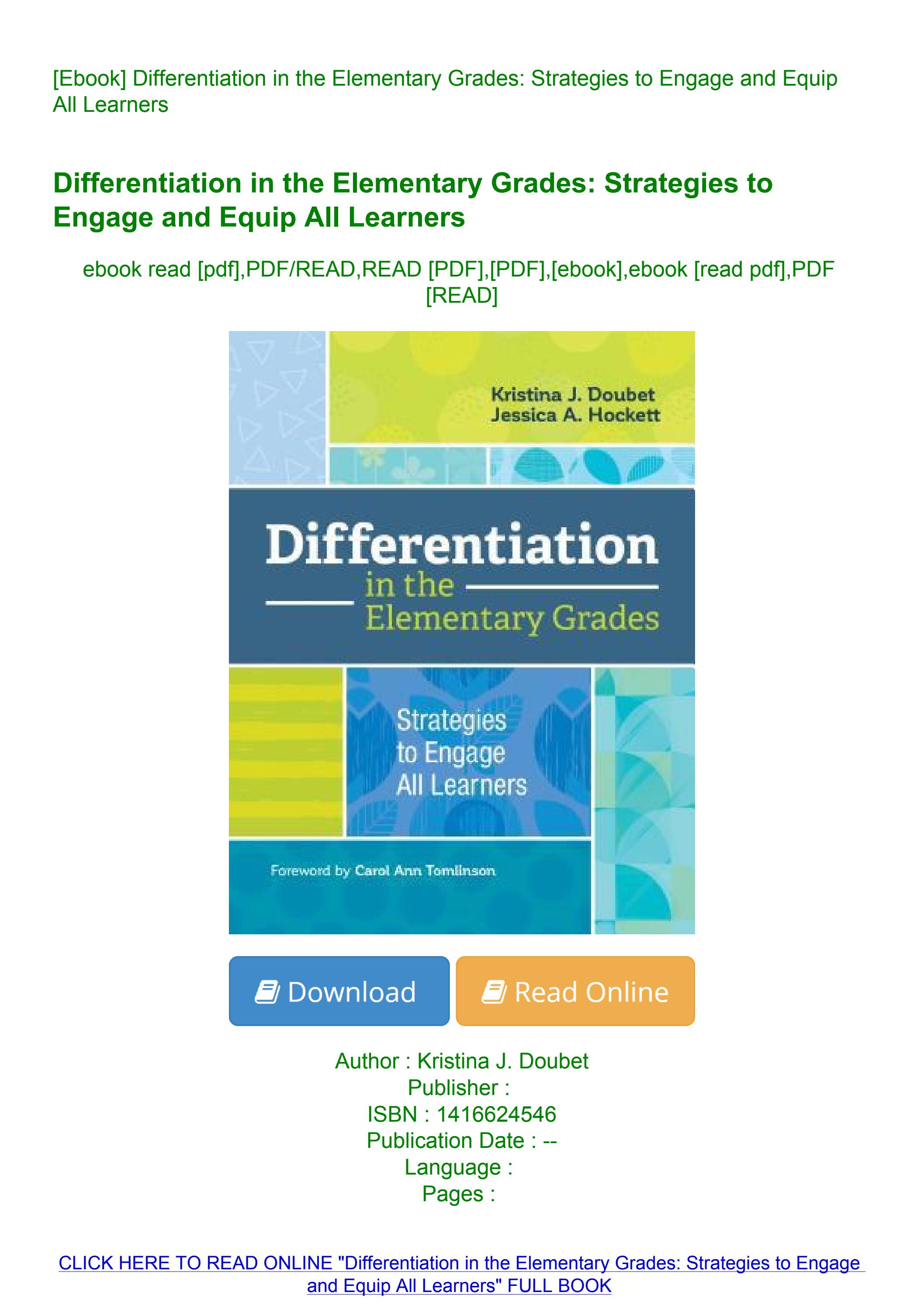 [Ebook] Differentiation in the Elementary Grades Strategies to Engage ...