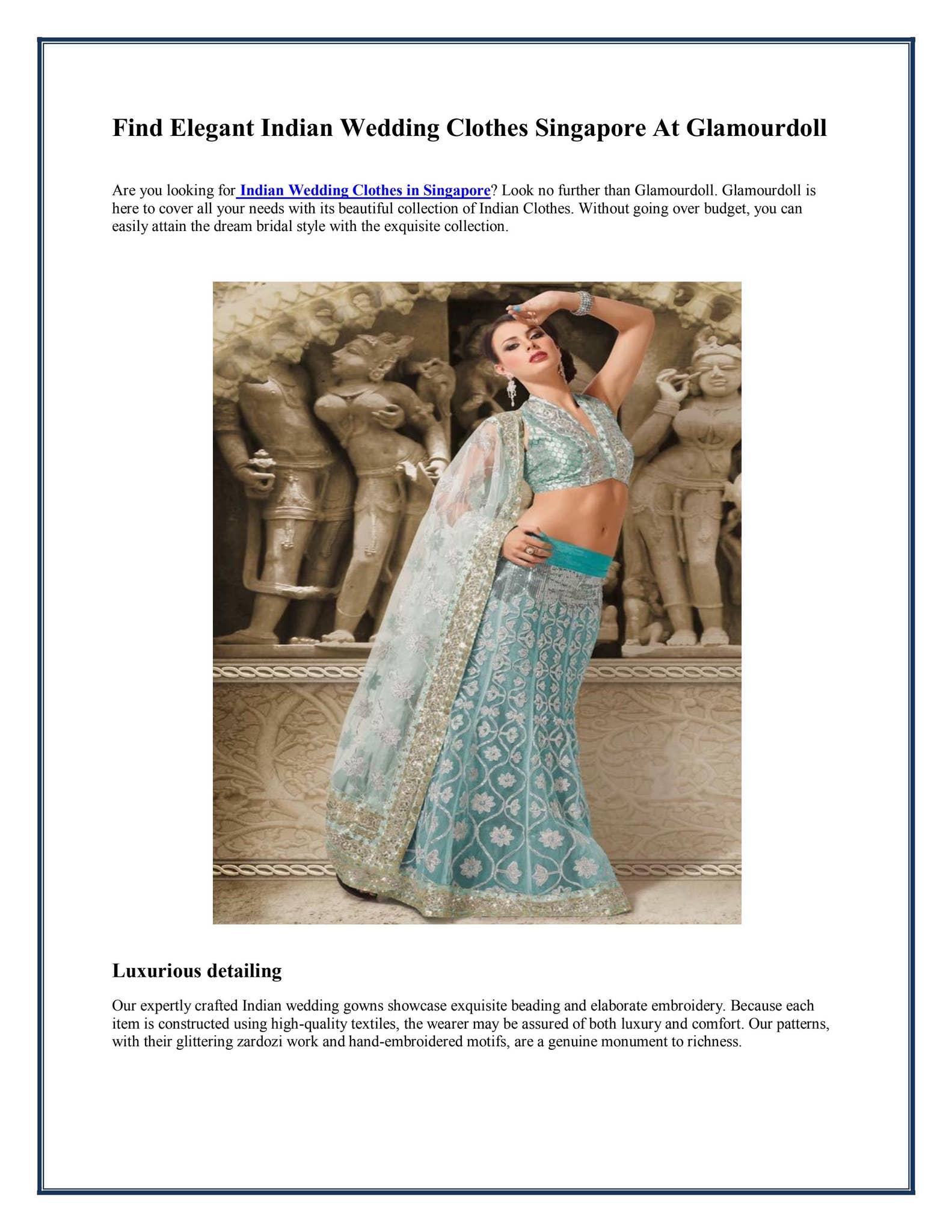 Find Elegant Indian Wedding Clothes Singapore At Glamourdoll by Glamourdoll 