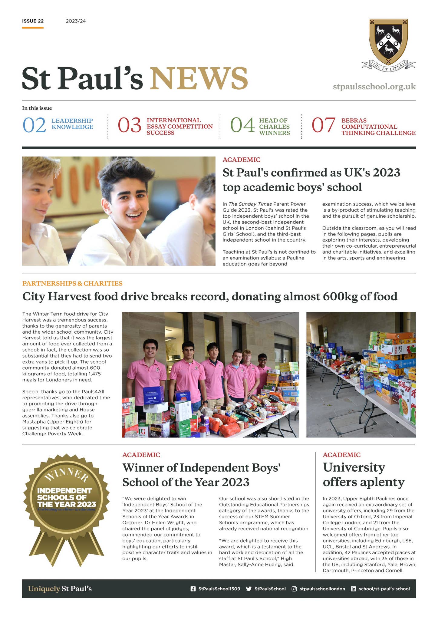 St Paul's News - Issue 22 - January 2024 by St Paul's School - Issuu