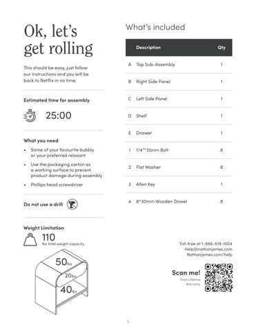 nathanjameshome 家具目录 · Iris 床头柜 Instruction Sheet 第 2 页
