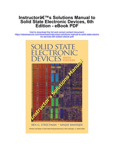 Instructors solutions manual to solid state electronic devices 6th ...