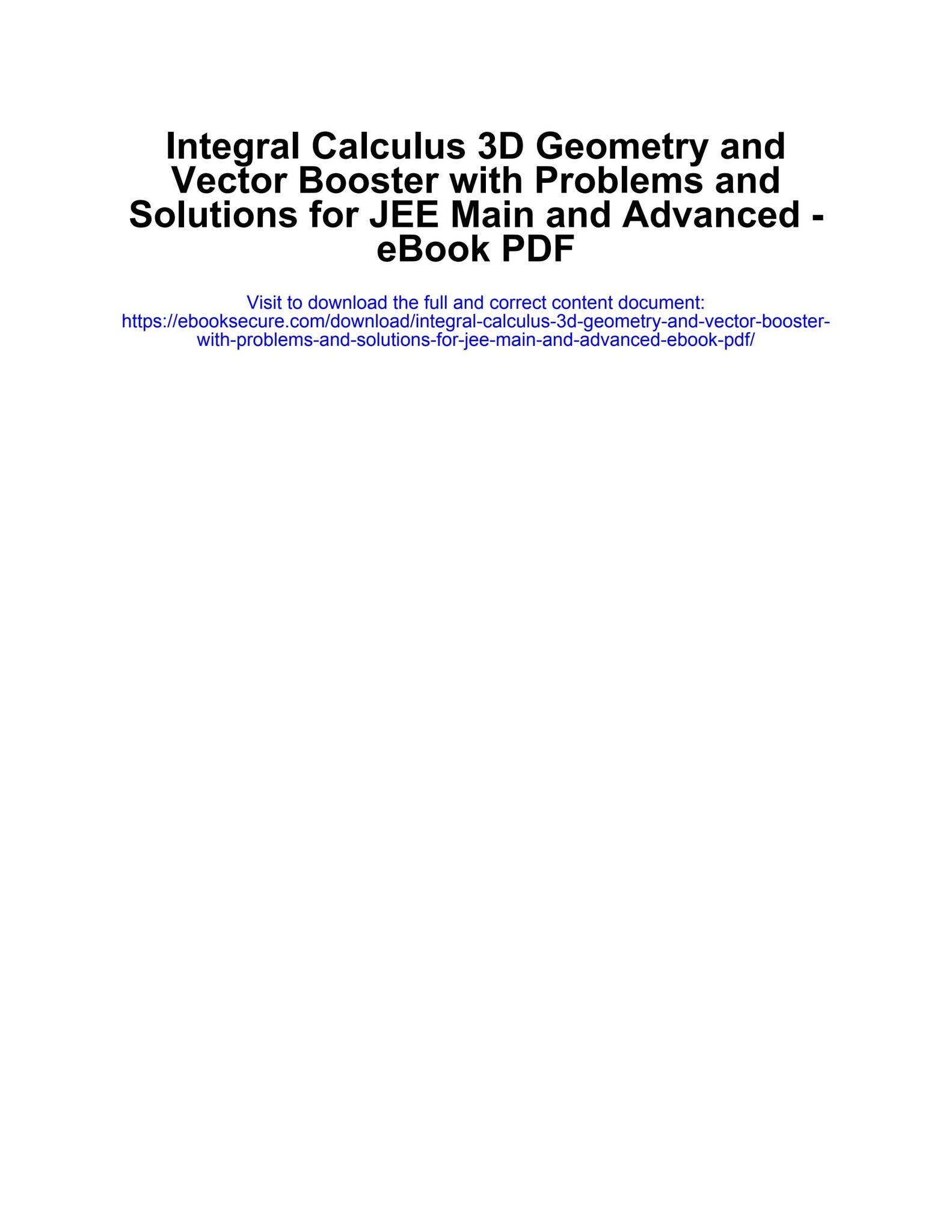 Integral calculus 3d geometry and vector booster with problems and ...
