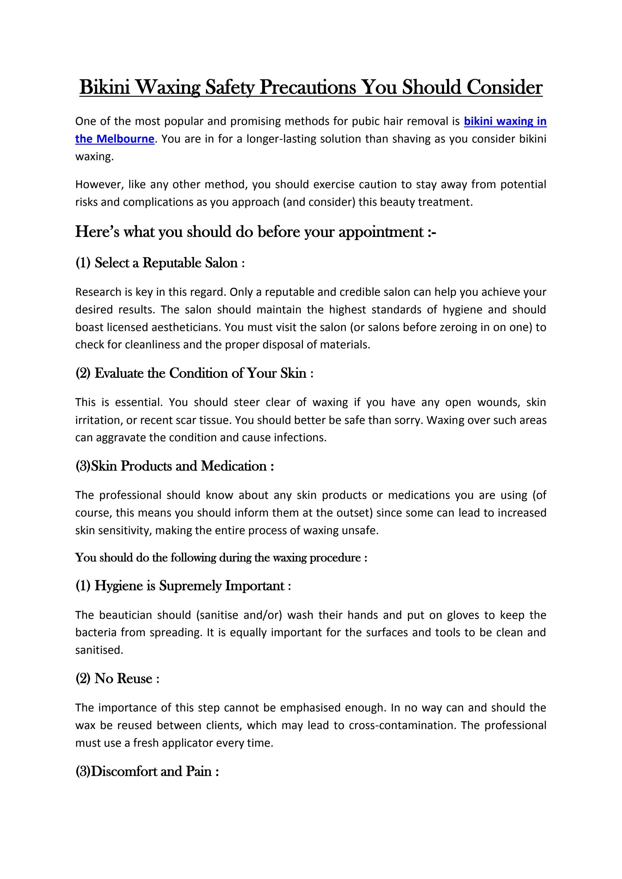 Bikini Waxing Safety Precautions You Should Consider by