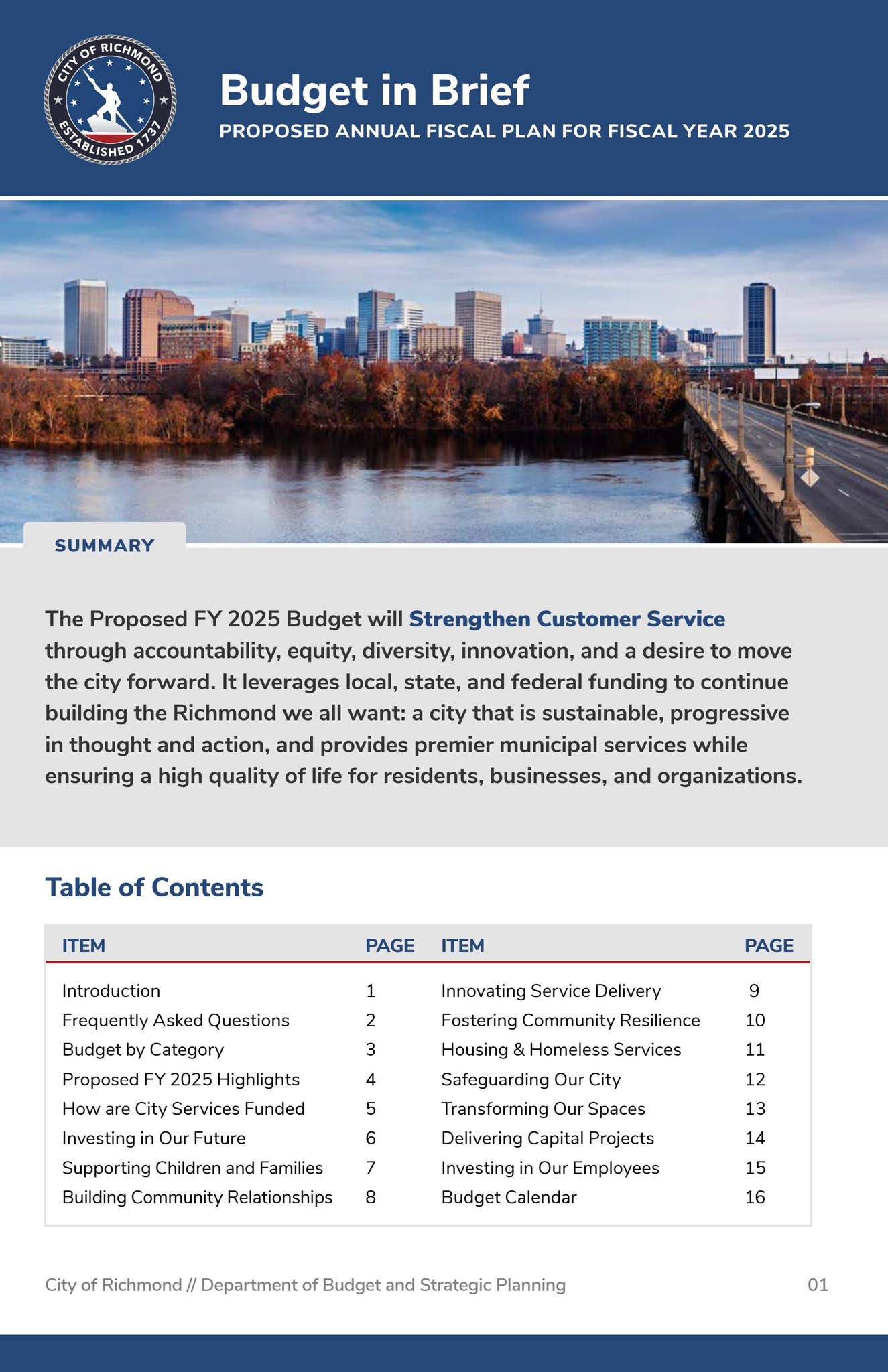 Budget in Brief: Proposed Annual Fiscal Plan for FY 2025 by City of ...
