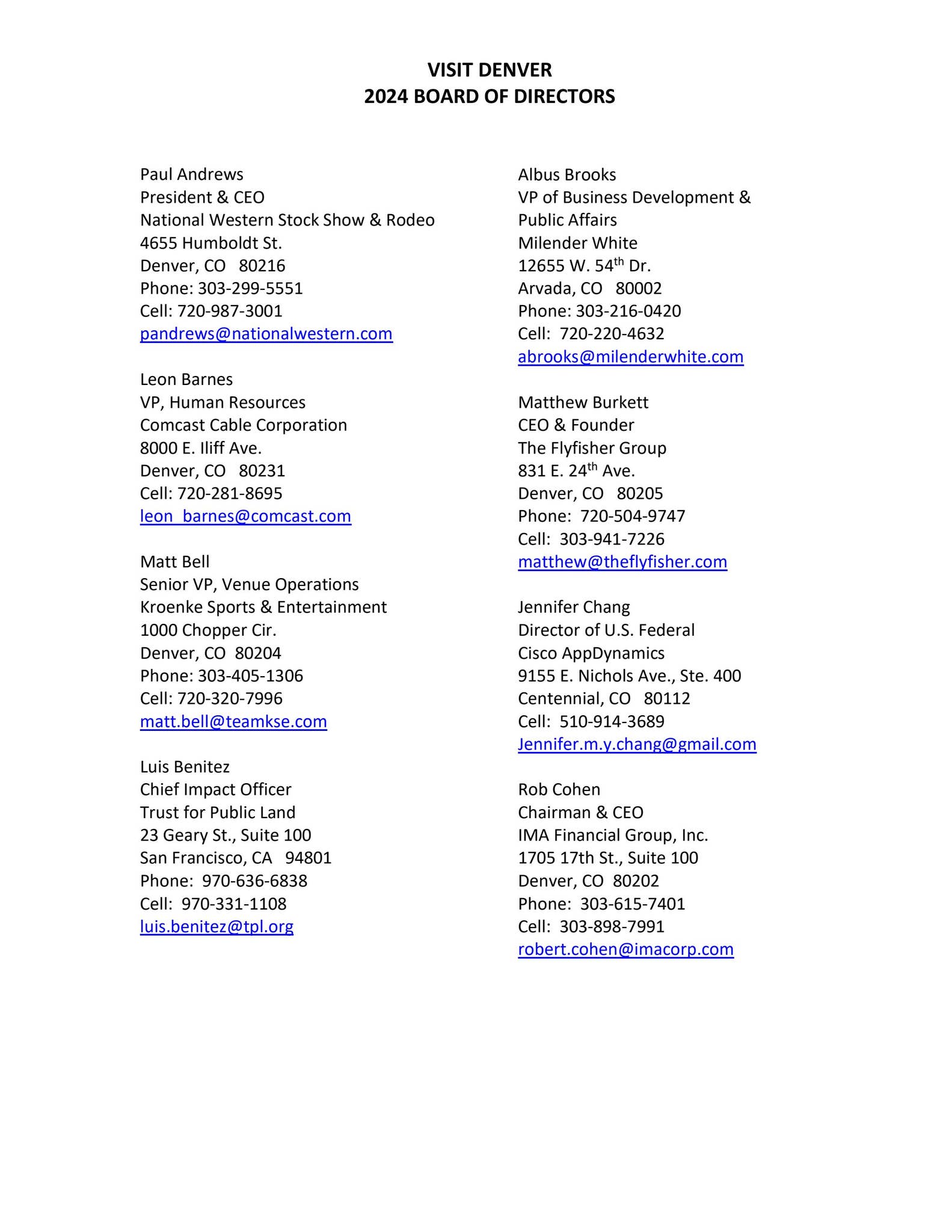 04.2024 Board Report_Board Roster_NON-Voting by VISIT DENVER - Issuu