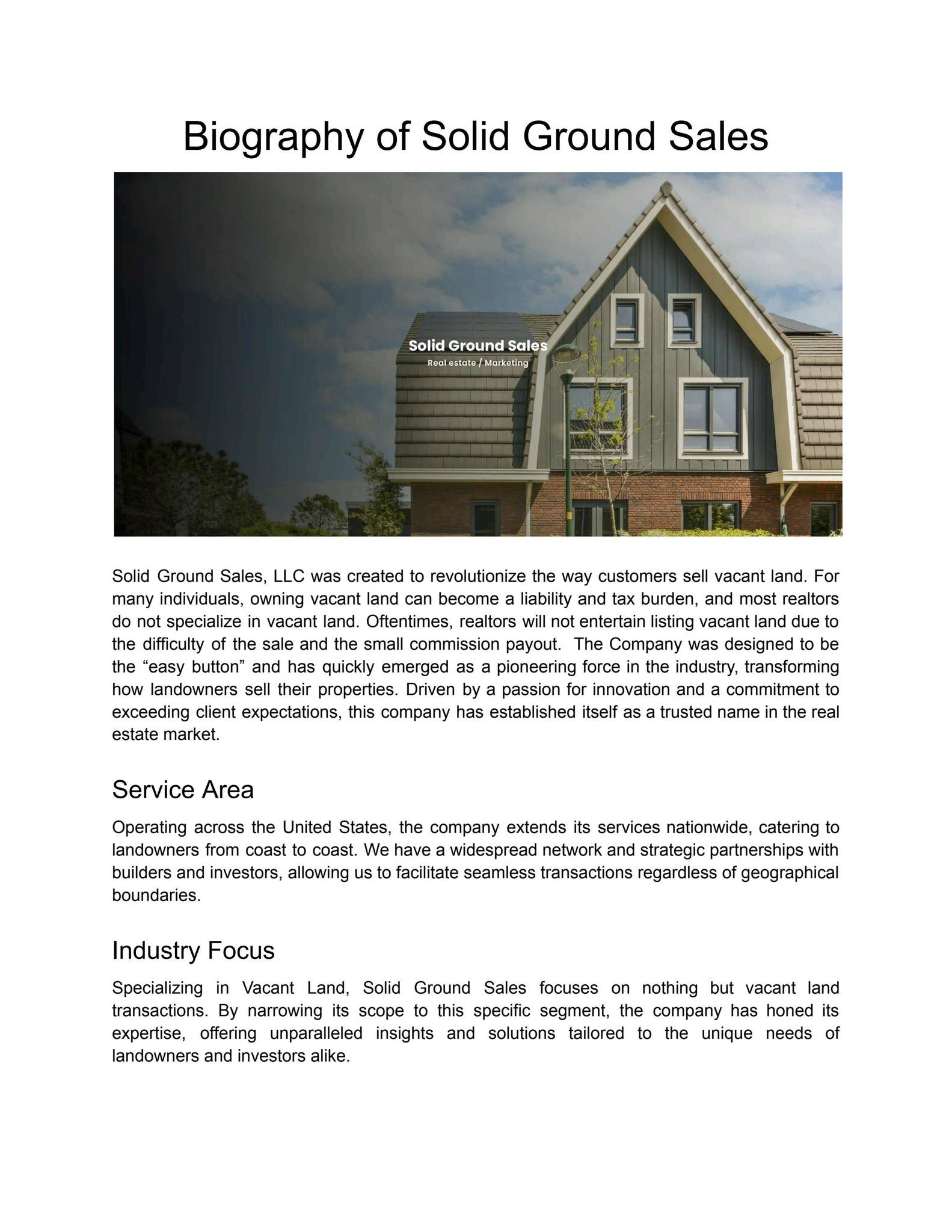 Biography of Solid Ground Sales by Solid Ground Sales - Issuu