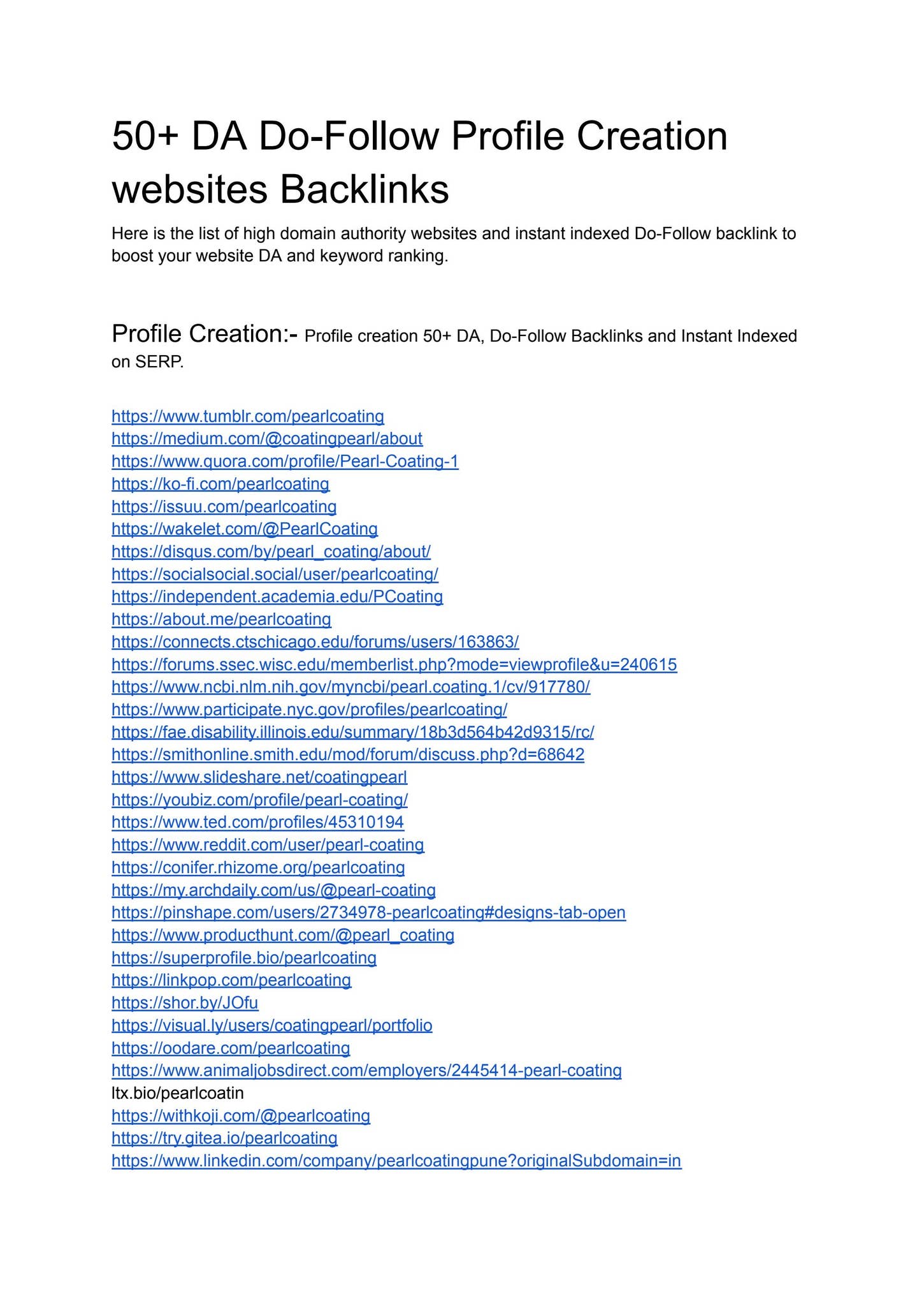 50+ DA Do-Follow Profile Creation websites Backlinks by 72 SOLD Matthew ...