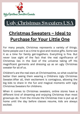 Christmas Sweaters – Ideal to Purchase for Your Little One