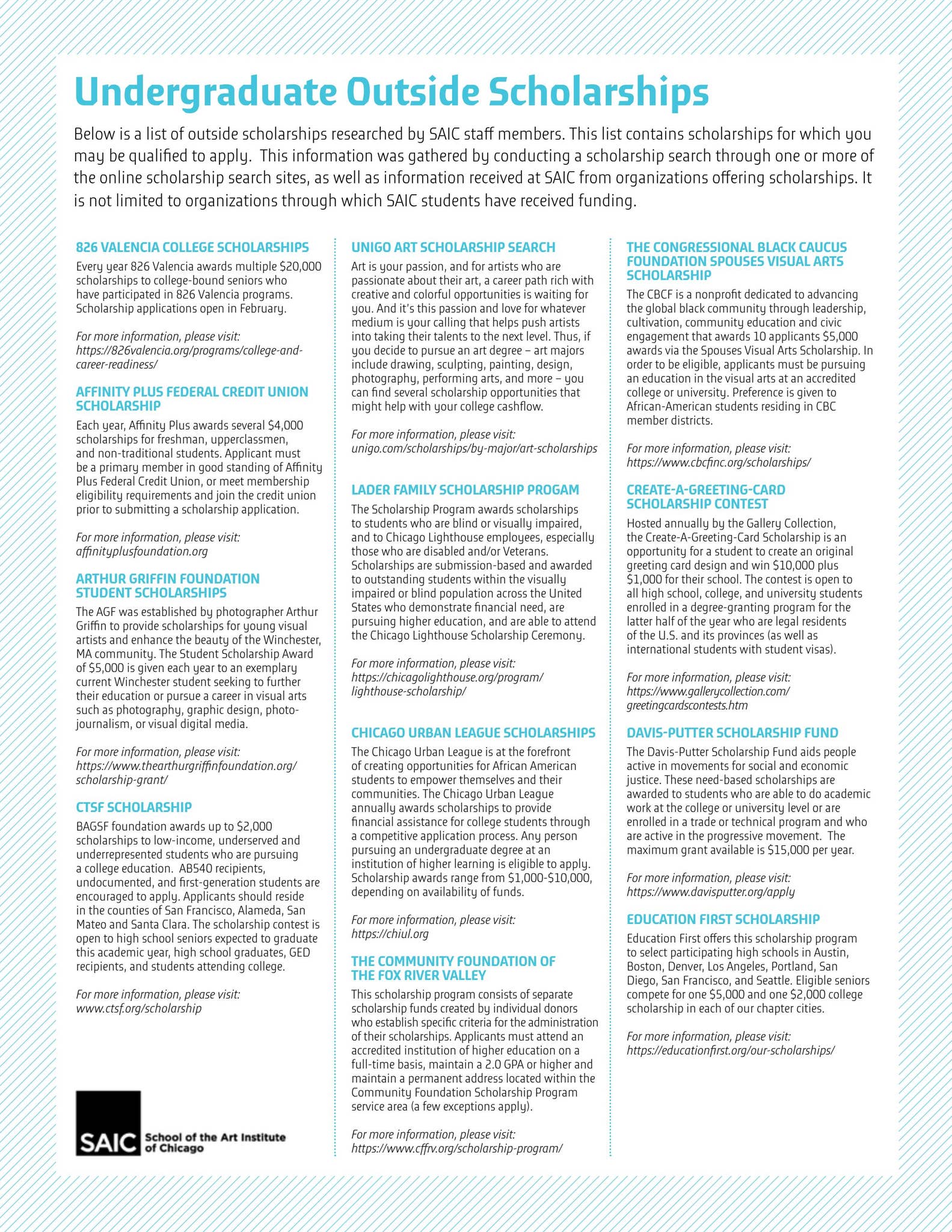 SAIC Undergraduate Outside Scholarships 2023/24 by School of the Art  Institute of Chicago - Issuu
