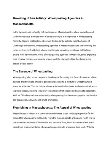 Wheatpasting Agencies in Massachusetts