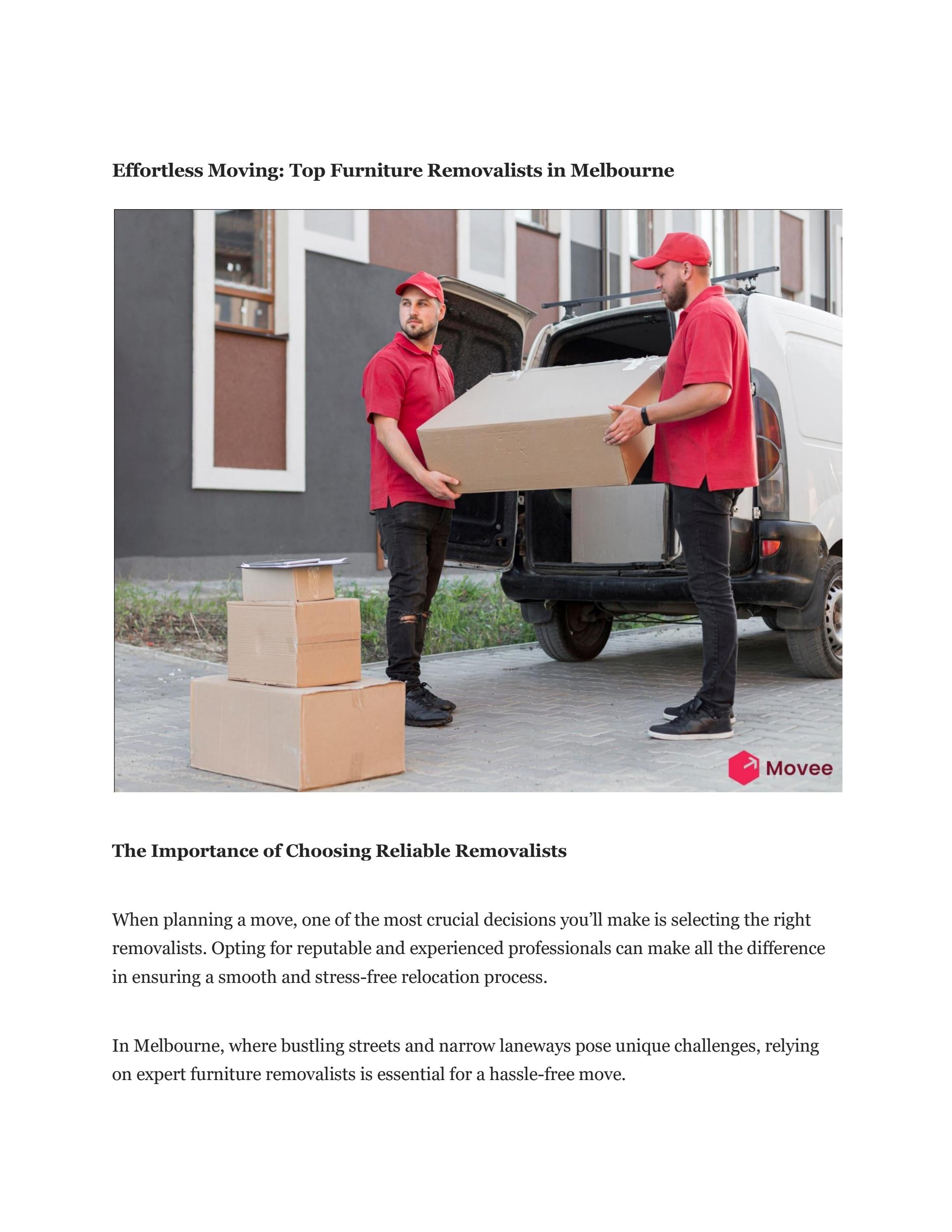 Effortless Moving Top Furniture Removalists in Melbourne by cheap