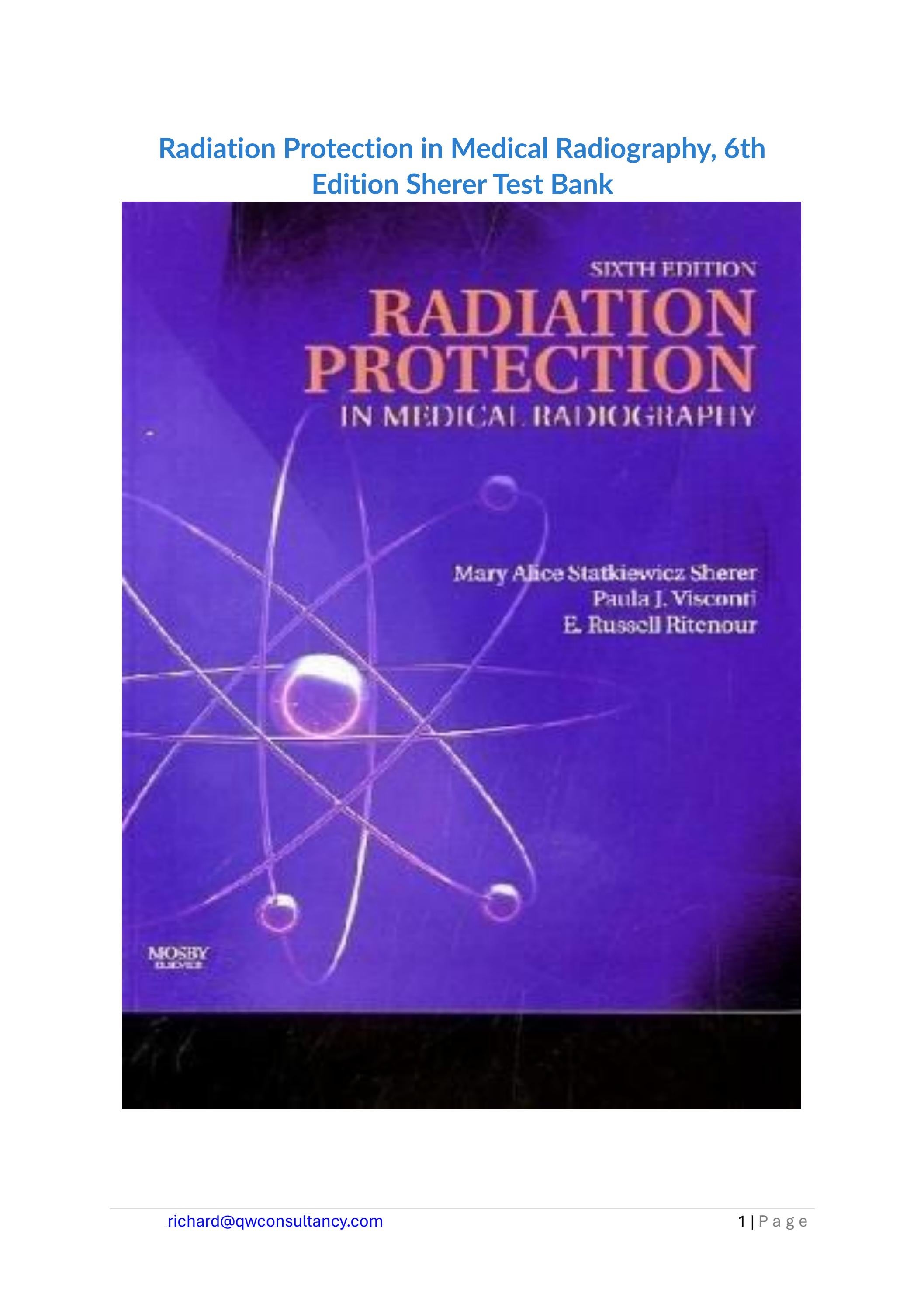 Radiation Protection in Medical Radiography, 6th Edition Sherer Test