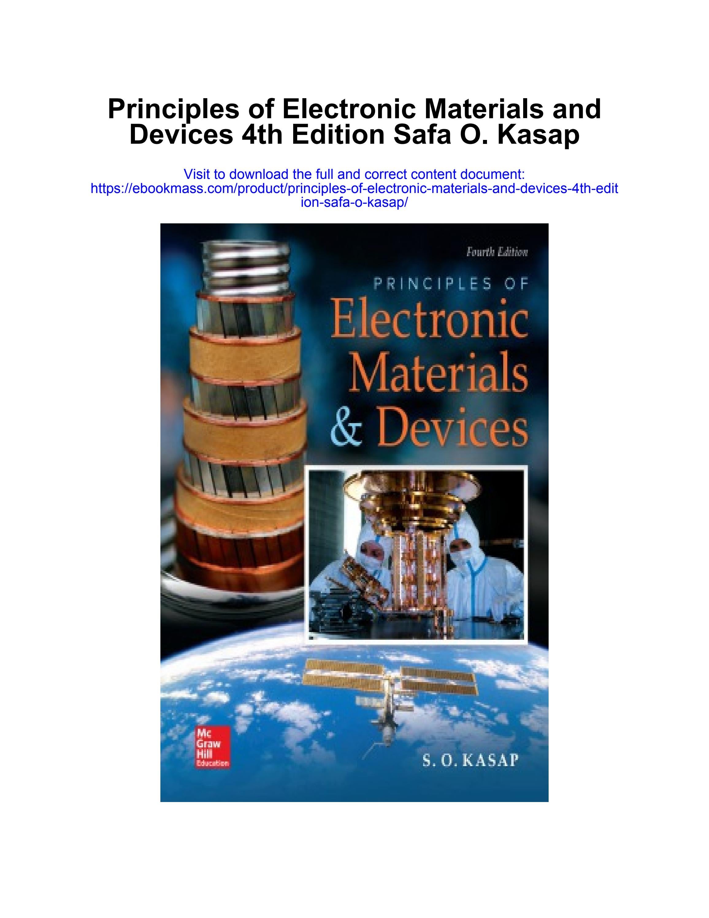 Principles of electronic materials and devices 4th edition safa o kasap ...