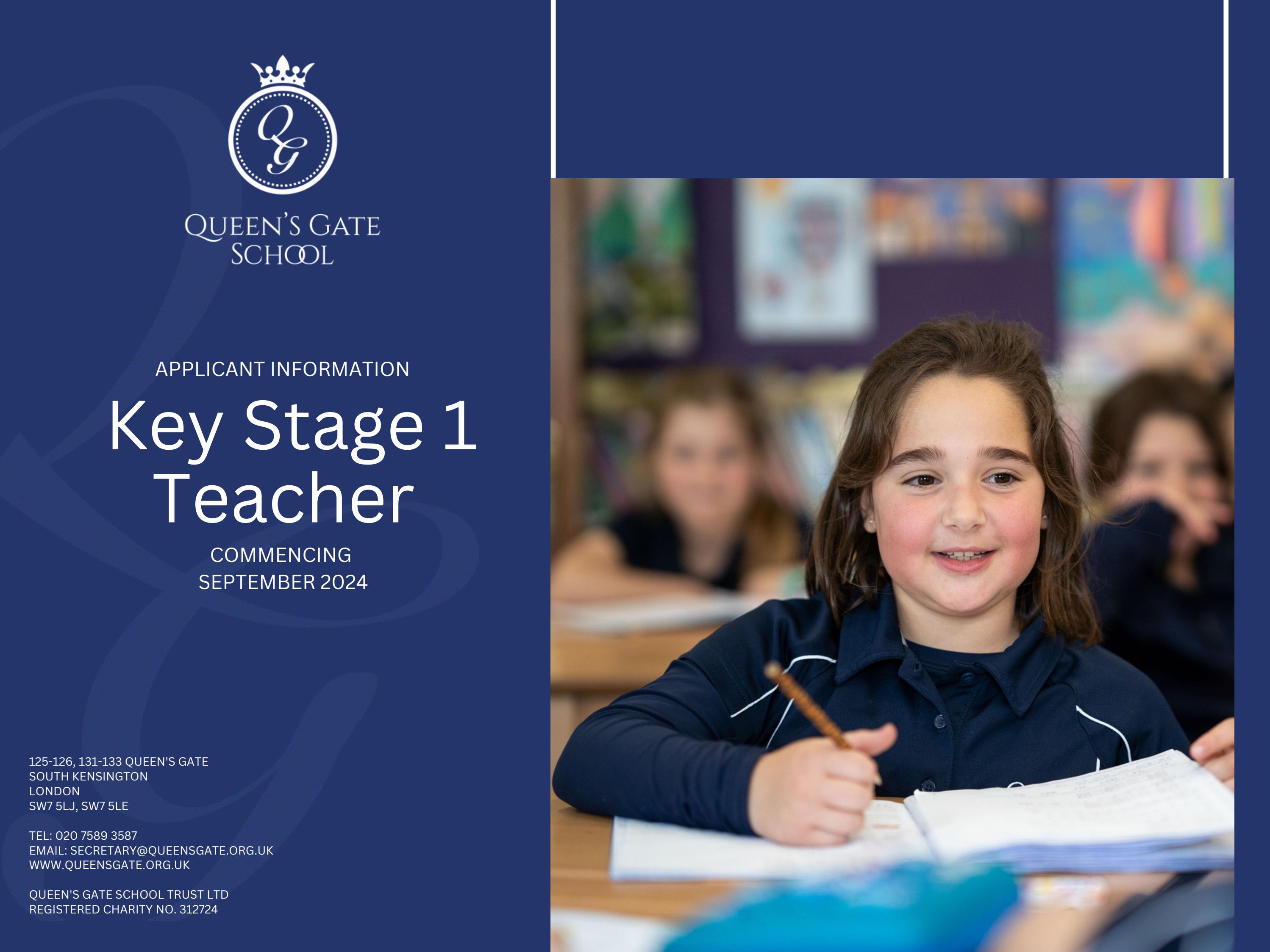 Key Stage 1 Teacher -Commencing September 2024 by Queen's Gate School ...