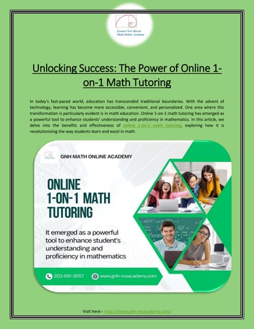 Unlocking Success: The Power of Online 1-on-1 Math Tutoring by GNH MATH ...