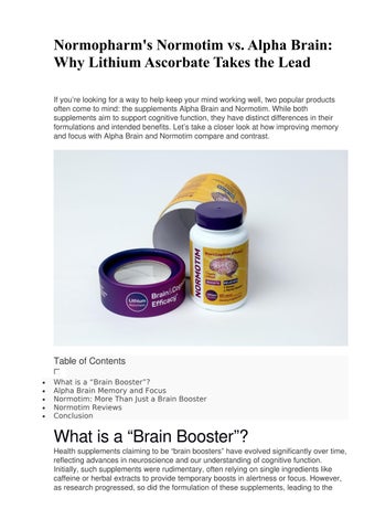 Normopharm's Normotim vs. Alpha Brain: Why Lithium Ascorbate Takes the ...