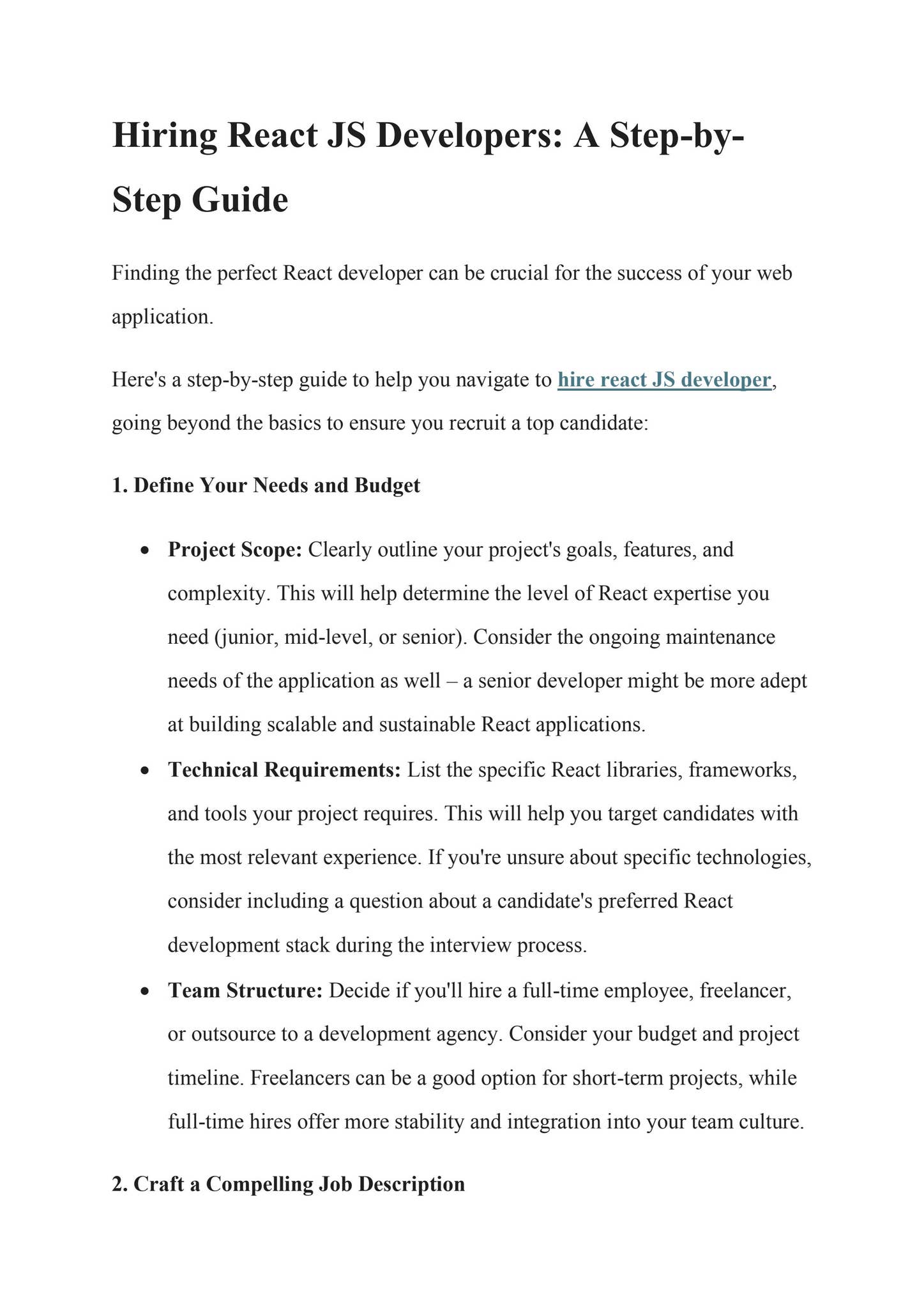 Hiring React JS Developers: A Step-by-Step Guide by ELL MARIA - Issuu
