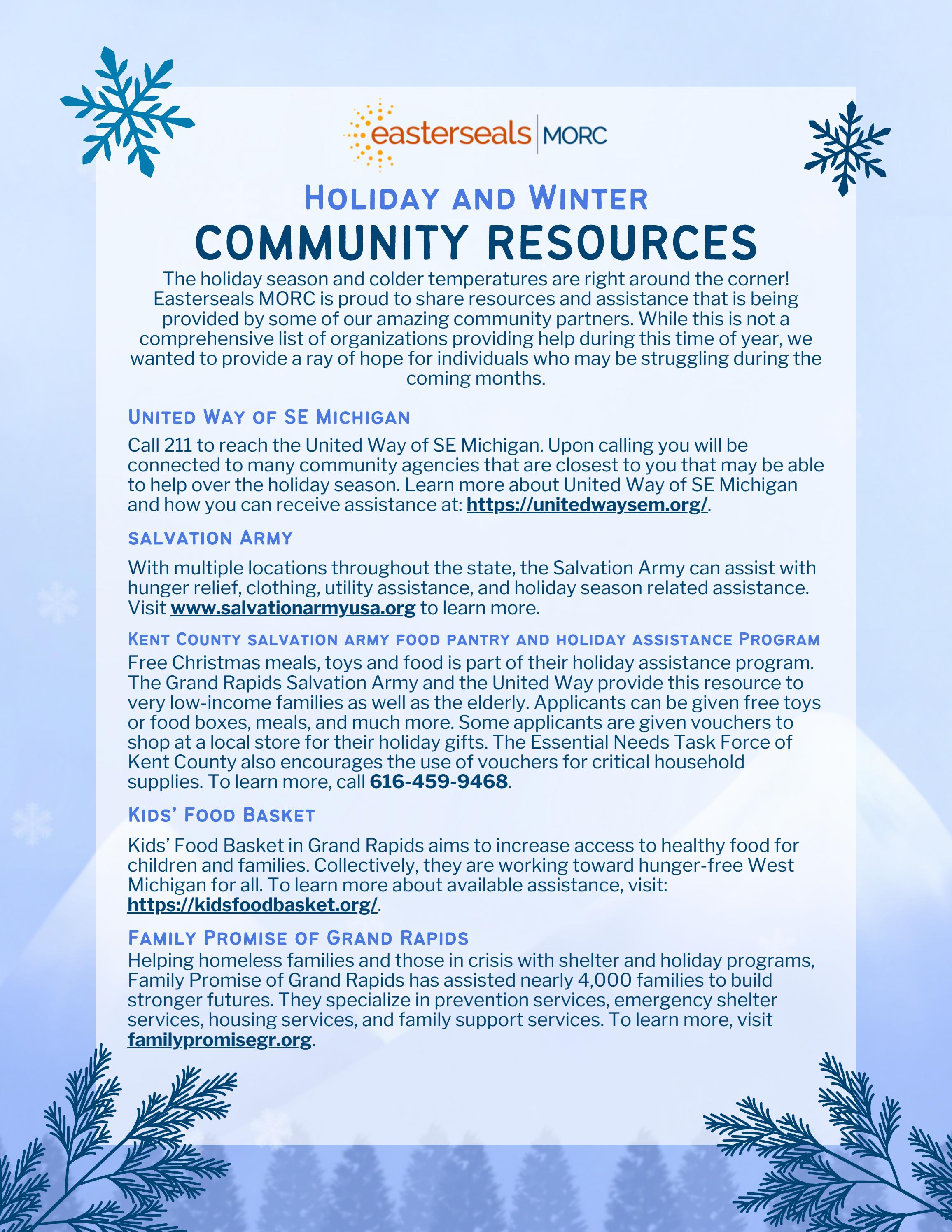 Holiday and Winter Community Resources by Easterseals MORC - Issuu
