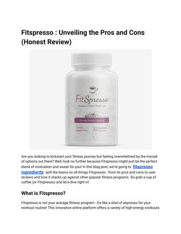 Fitspresso : Unveiling the Pros and Cons (Honest Review)