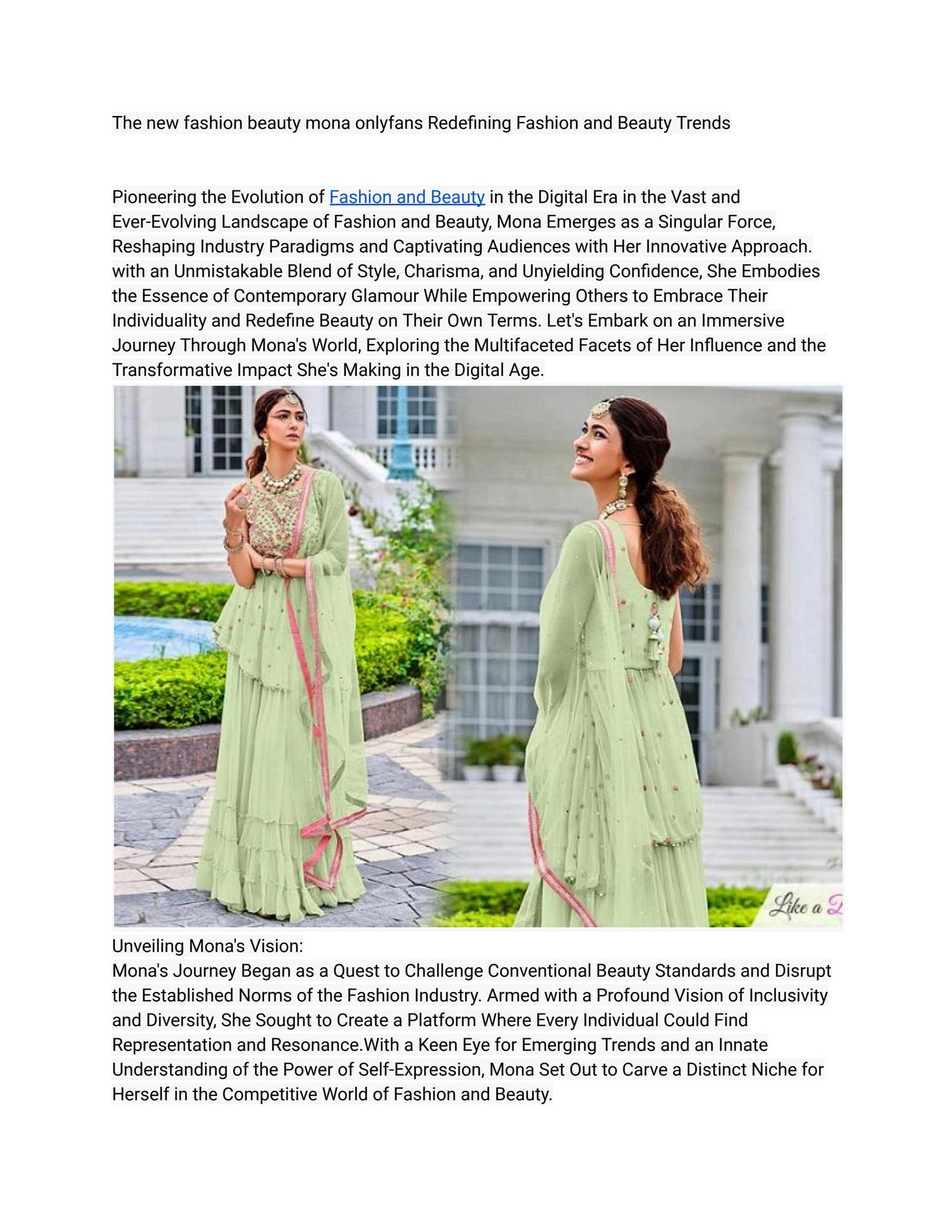 The new fashion beauty mona onlyfans Redefining Fashion and Beauty