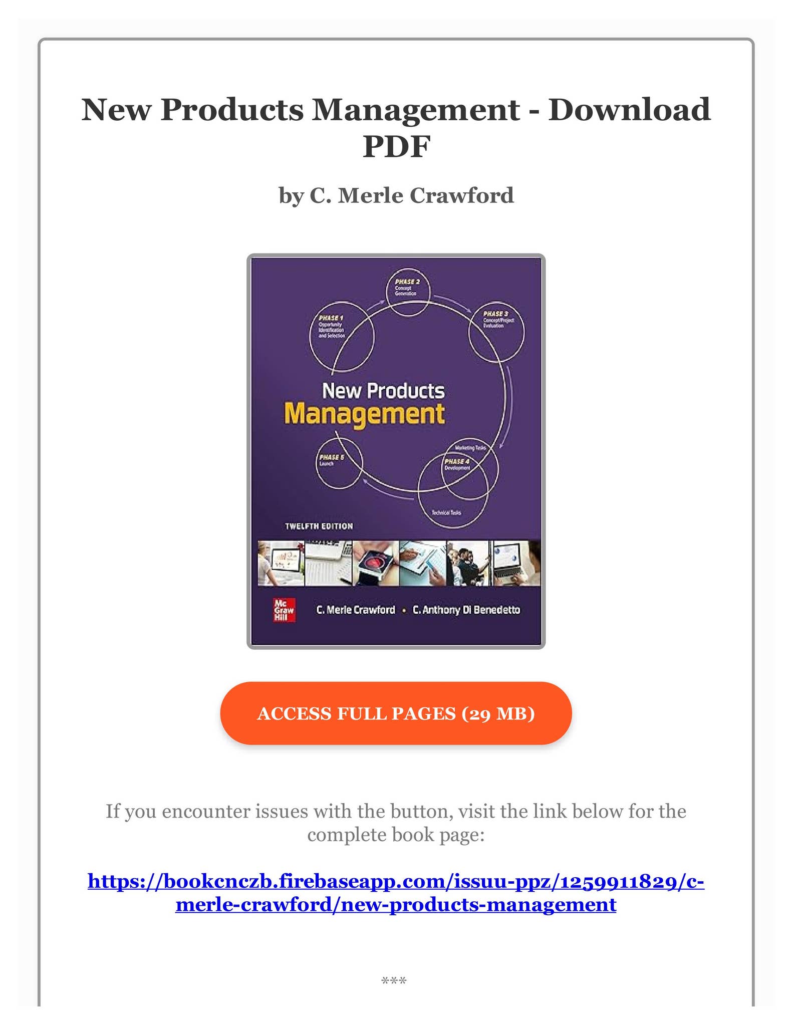 PDF New Products Management by C. Merle Crawford by
