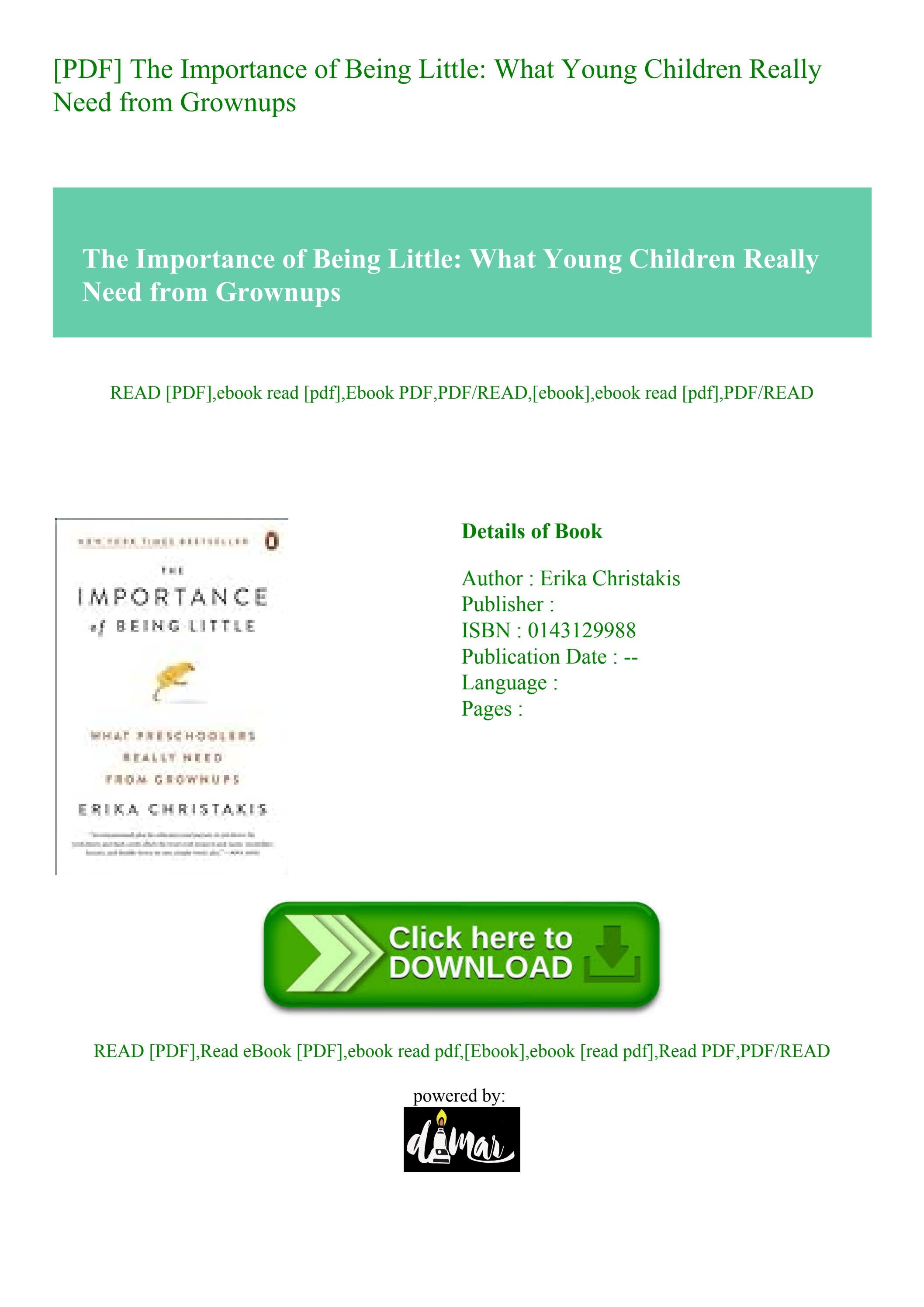The Importance Of Being Little Pdf Free Download [PDF] The Importance of Being Little What Young Children Really Need